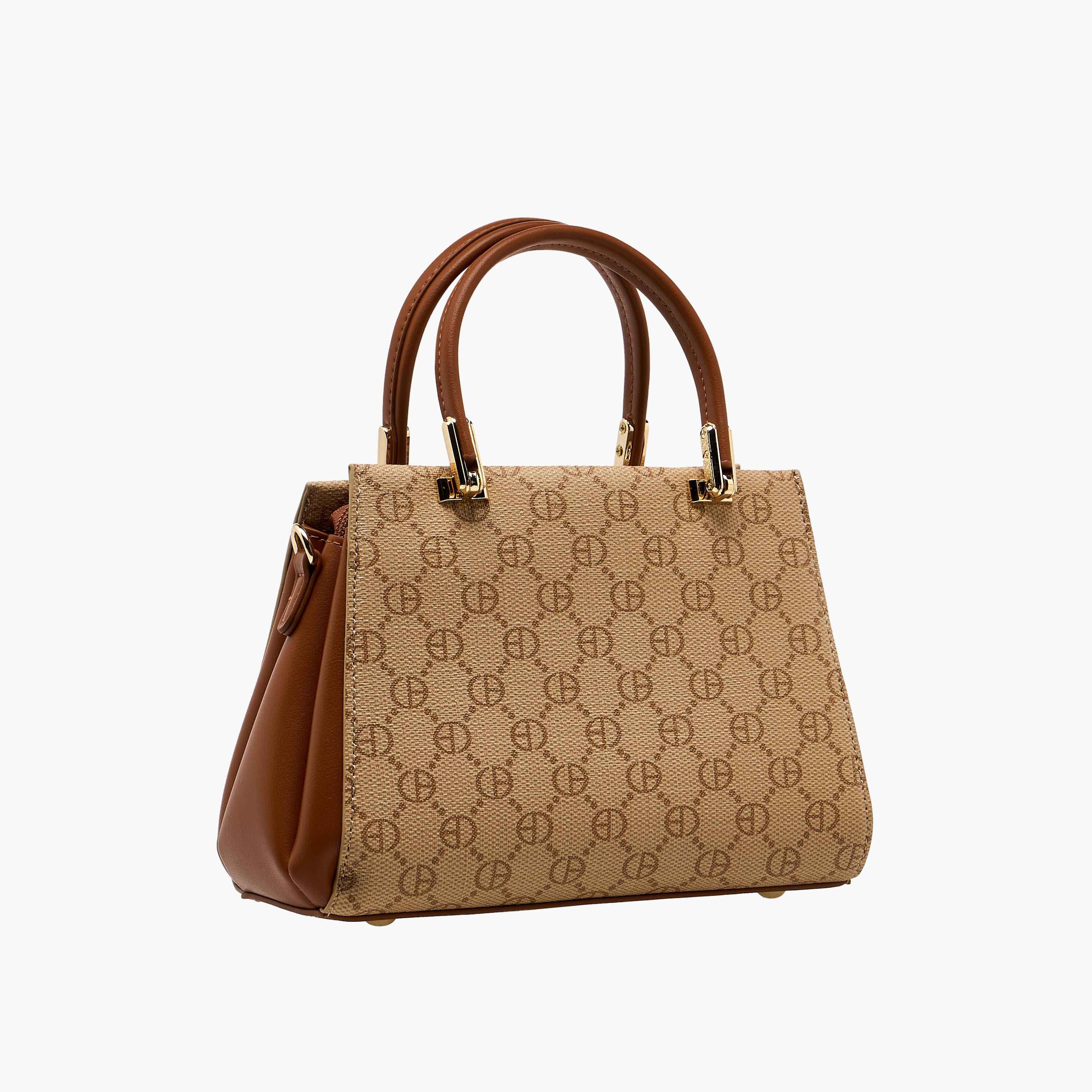 Chrisbella Monogram Print Satchel Bag with Wallet-women-bagsandwallets-handbags-image-4