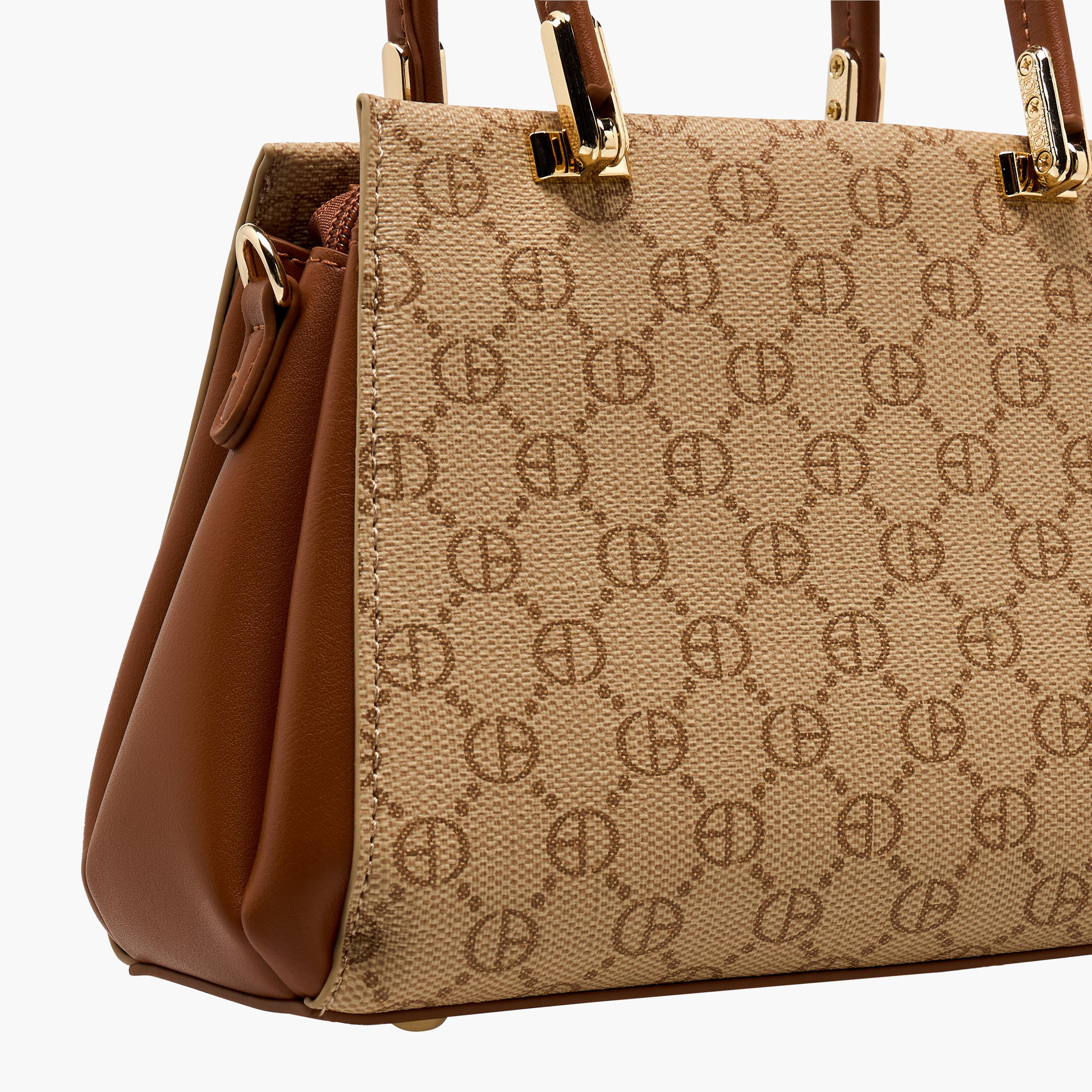 Chrisbella Monogram Print Satchel Bag with Wallet-women-bagsandwallets-handbags-image-8