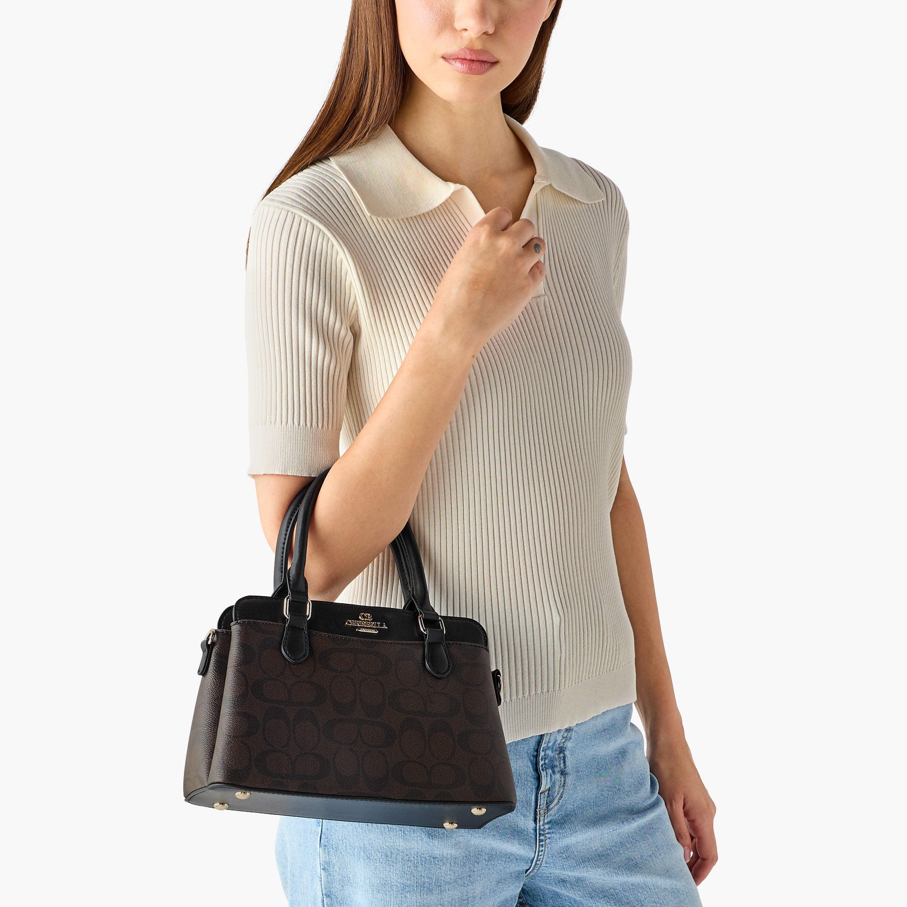 Chrisbella Textured Satchel Bag with Wallet-women-bagsandwallets-handbags-image-2