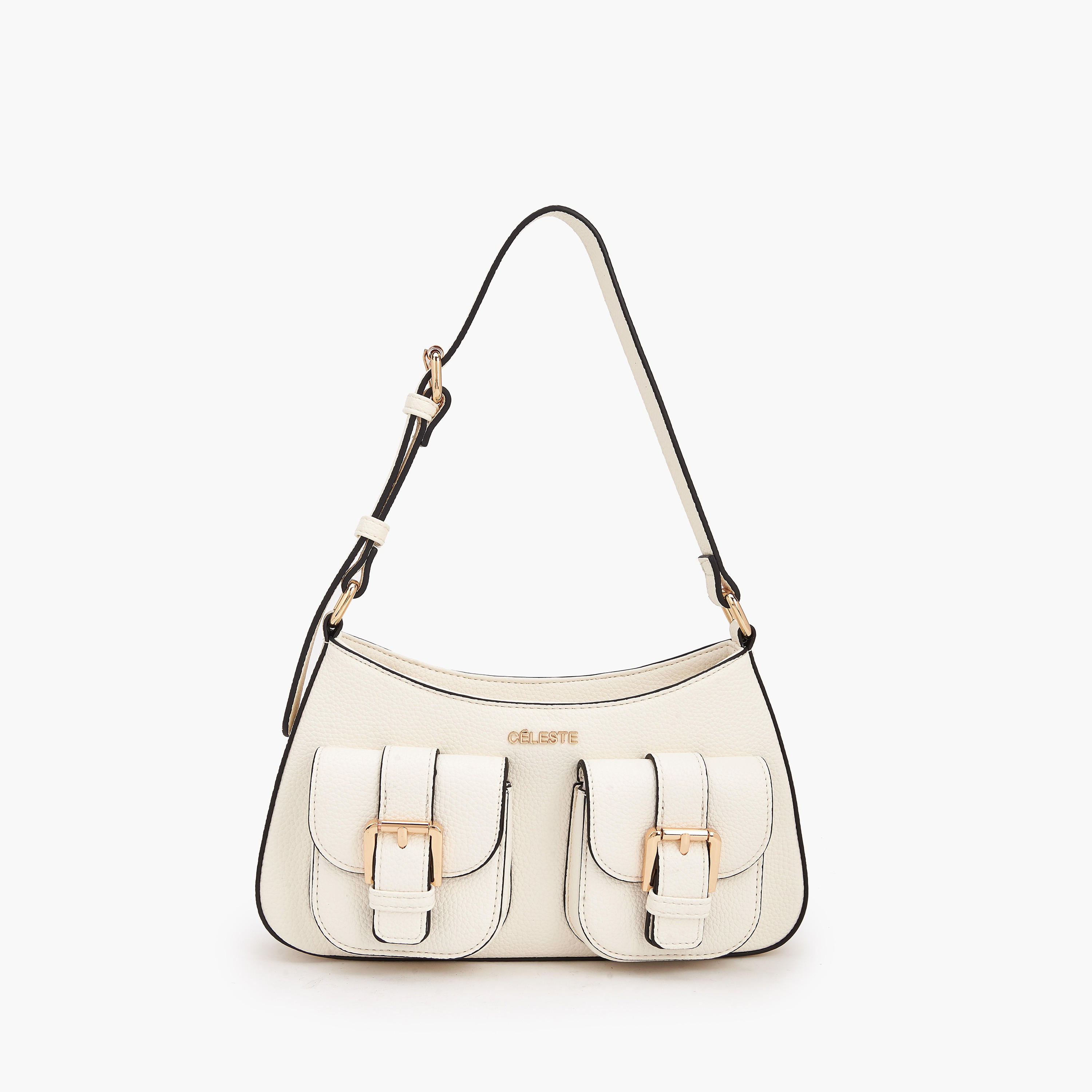 Celeste Textured Shoulder Bag with Zip Closure-women-bagsandwallets-handbags-image-1