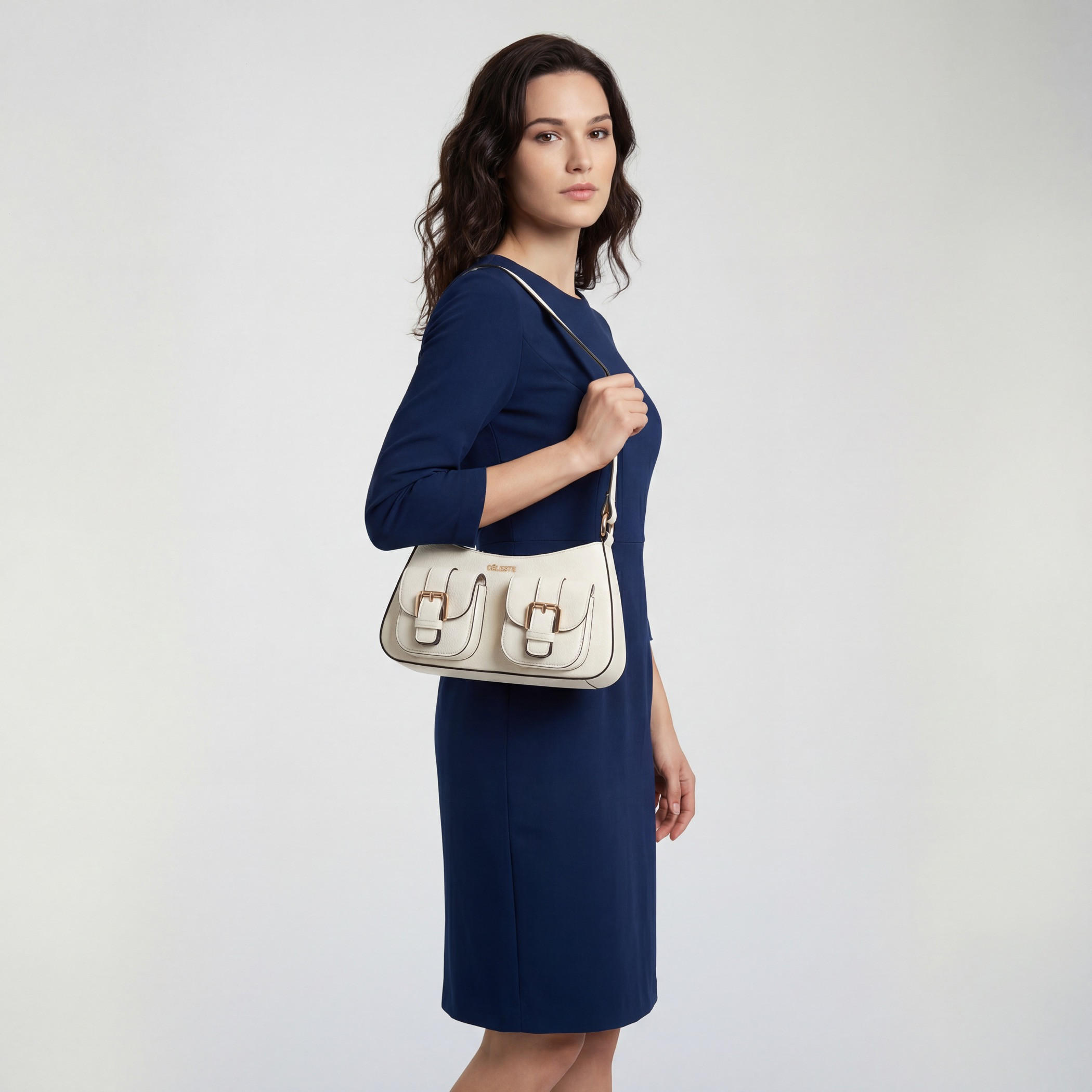 Celeste Textured Shoulder Bag with Zip Closure-women-bagsandwallets-handbags-image-2