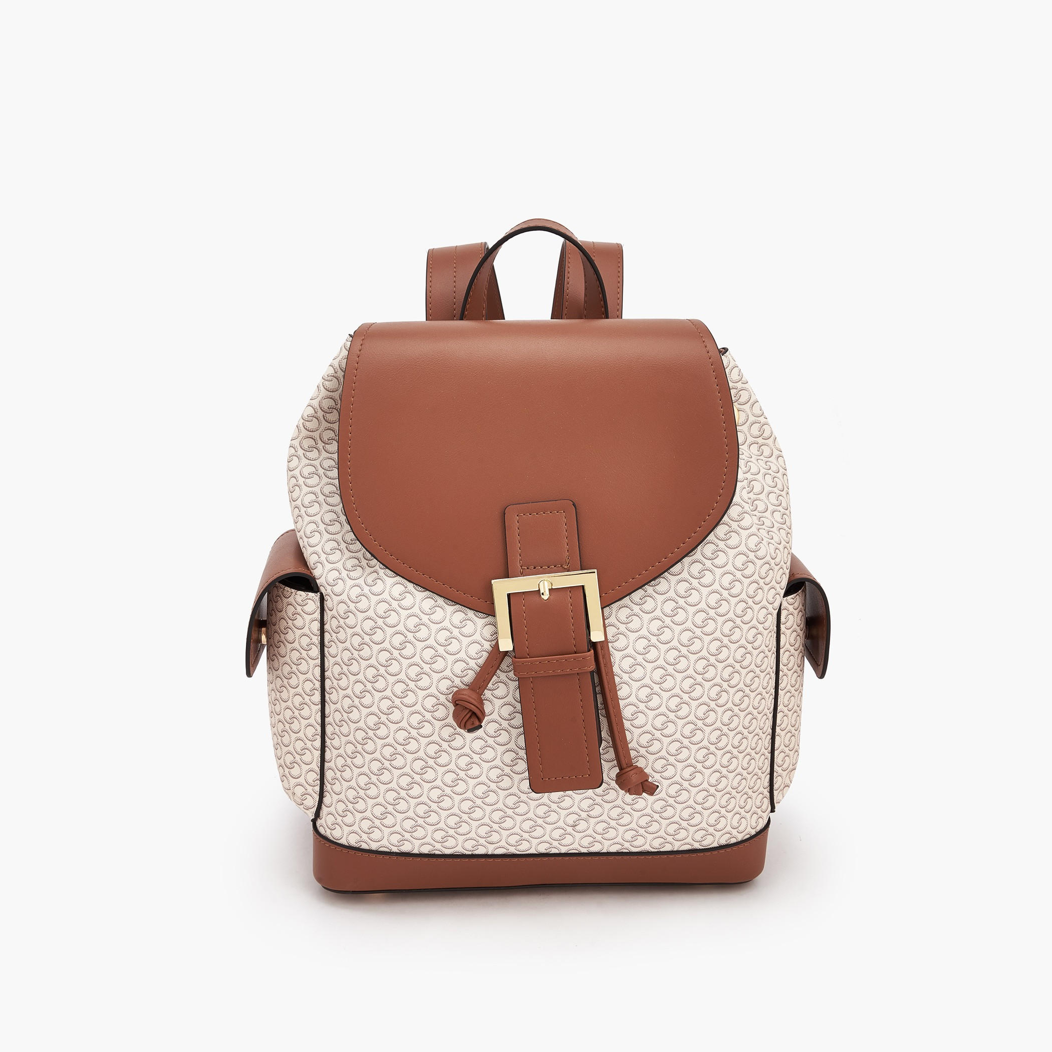 Celeste Monogram Print Backpack with Drawstring Closure-women-bagsandwallets-backpacks-image-1
