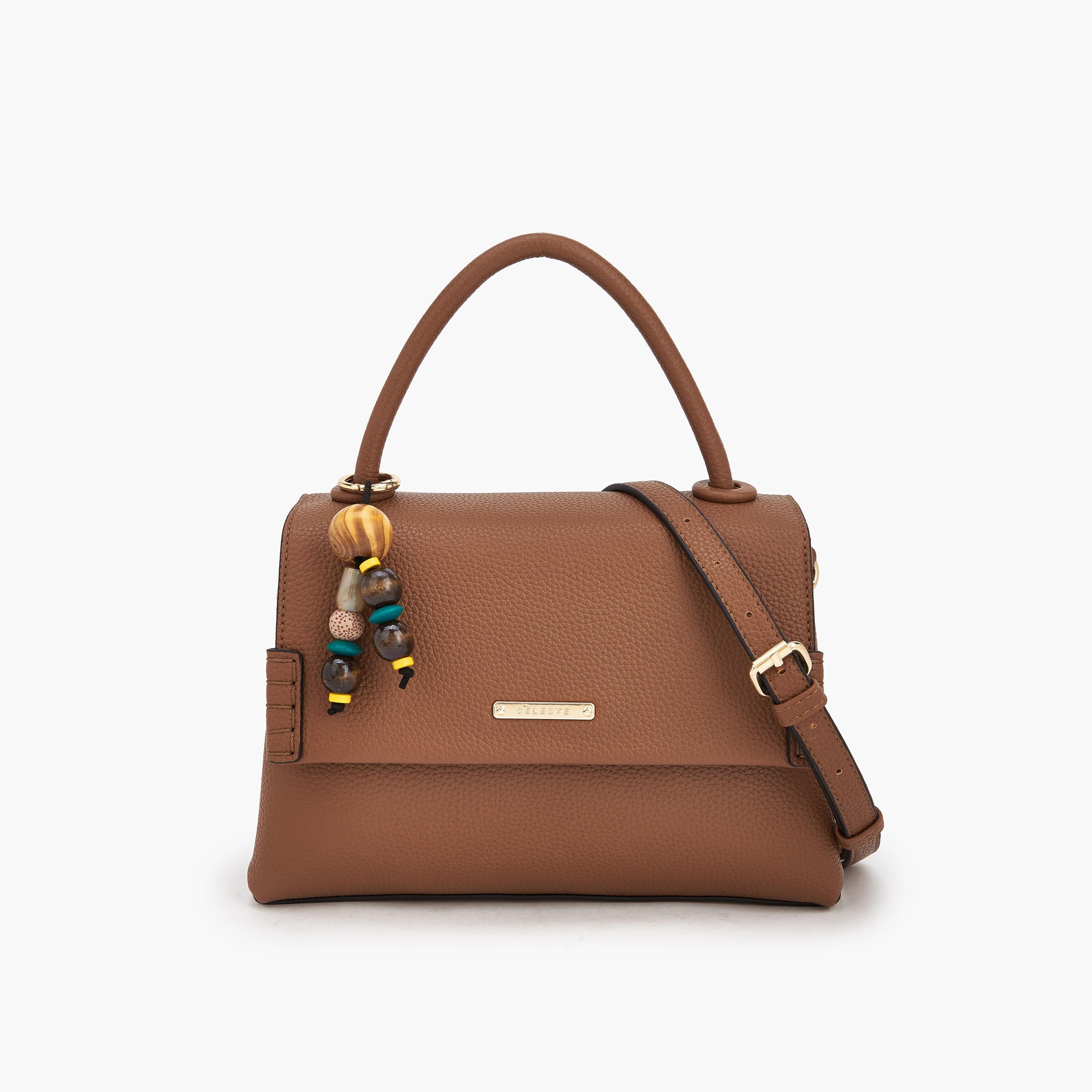 Celeste Textured Satchel Bag with Bag Charm-women-bagsandwallets-handbags-image-1