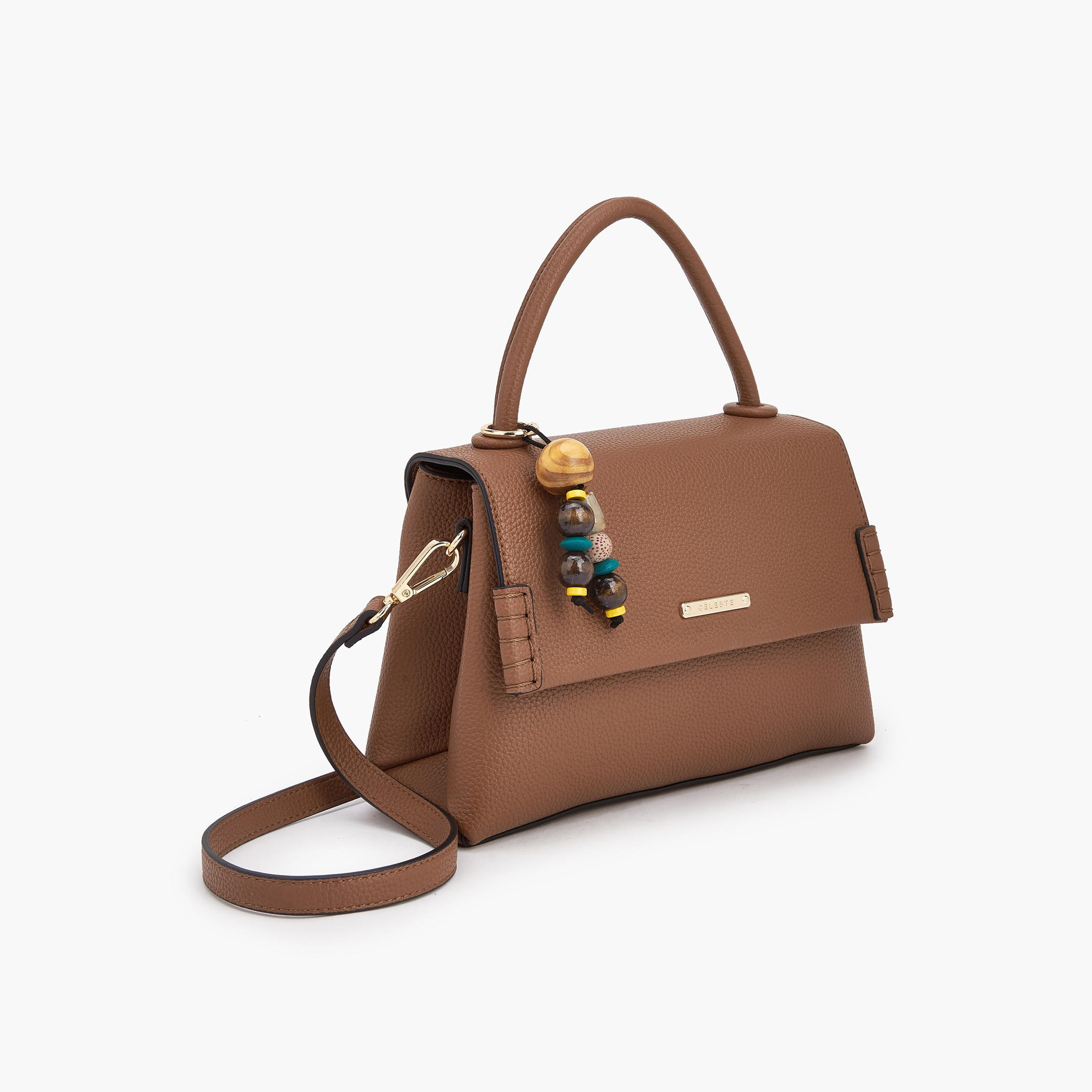 Celeste Textured Satchel Bag with Bag Charm-women-bagsandwallets-handbags-image-5