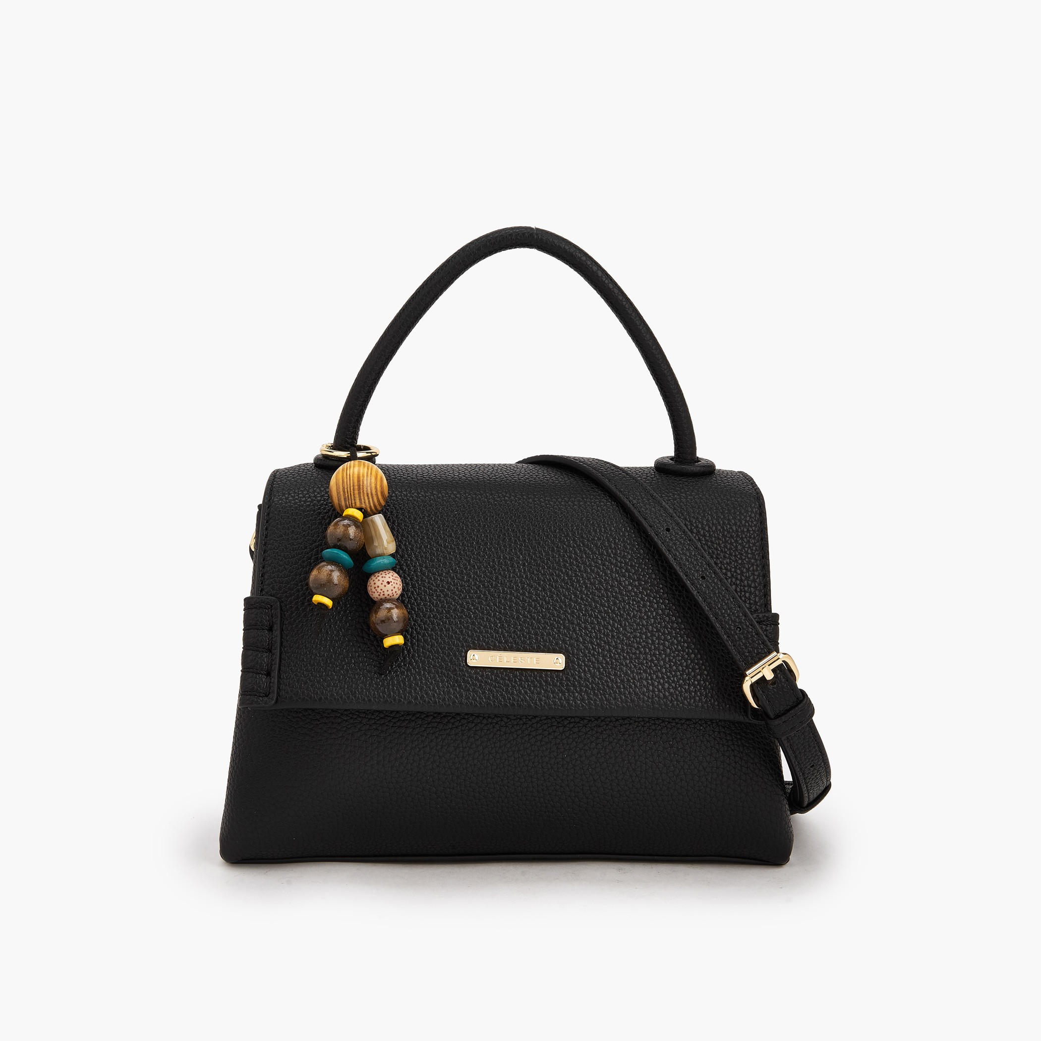 Celeste Textured Satchel Bag with Bag Charm-women-bagsandwallets-handbags-image-1