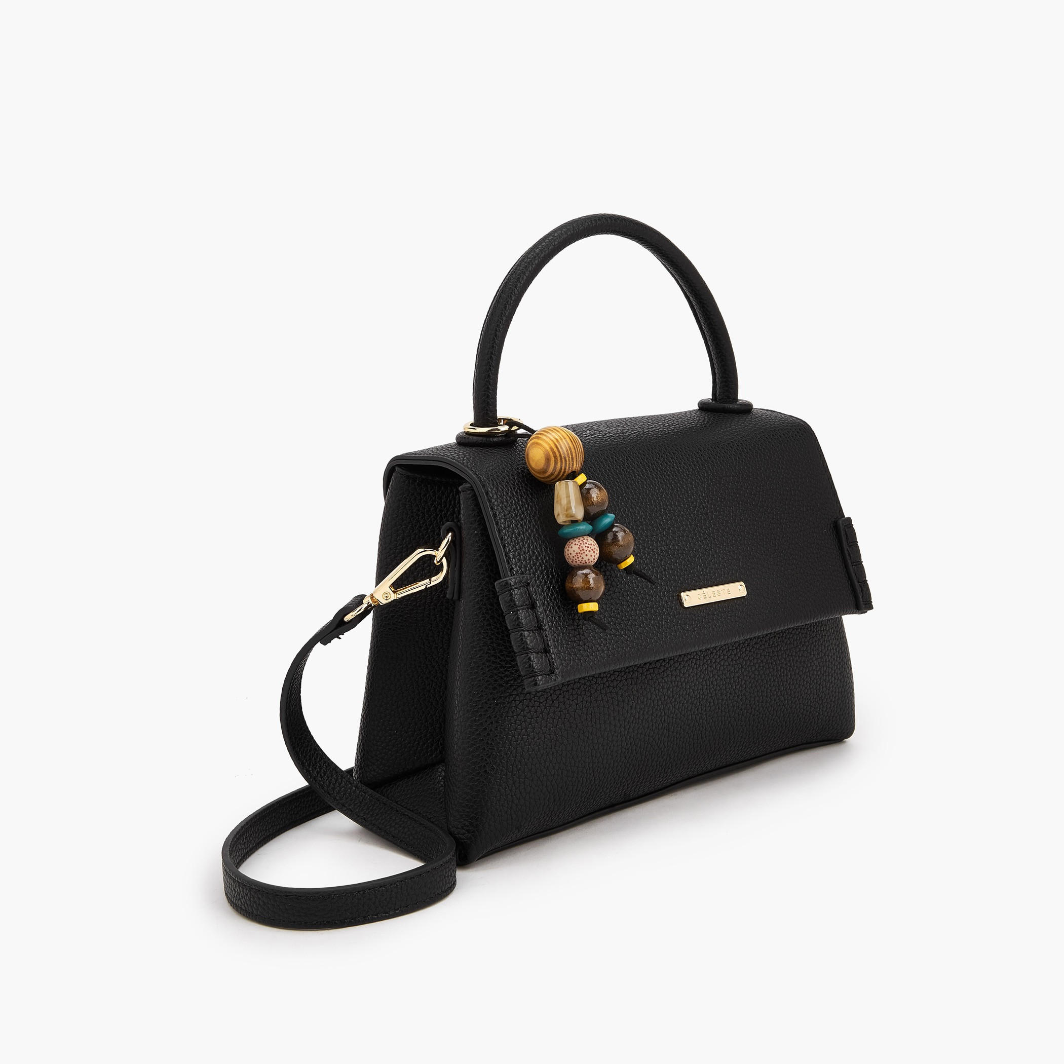 Celeste Textured Satchel Bag with Bag Charm-women-bagsandwallets-handbags-image-6
