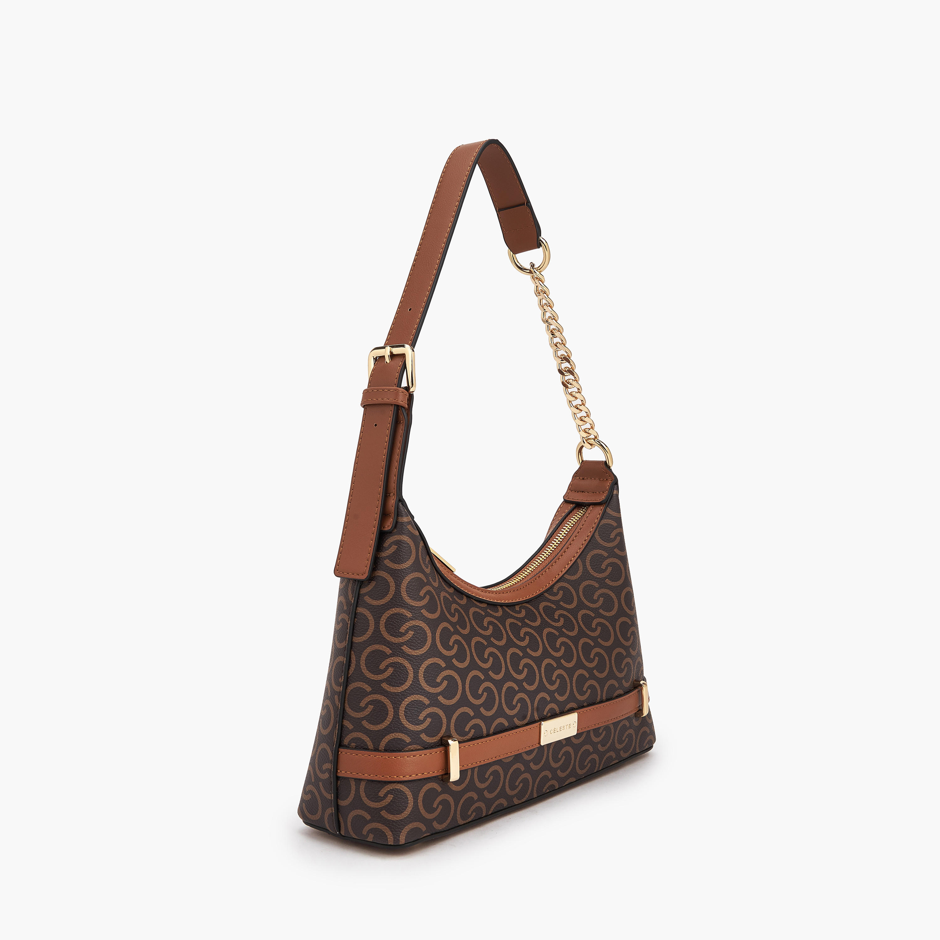شنطة كتف بحزام سلسلة وطبعات مونوجرام من سيليست-women-bagsandwallets-handbags-image-3