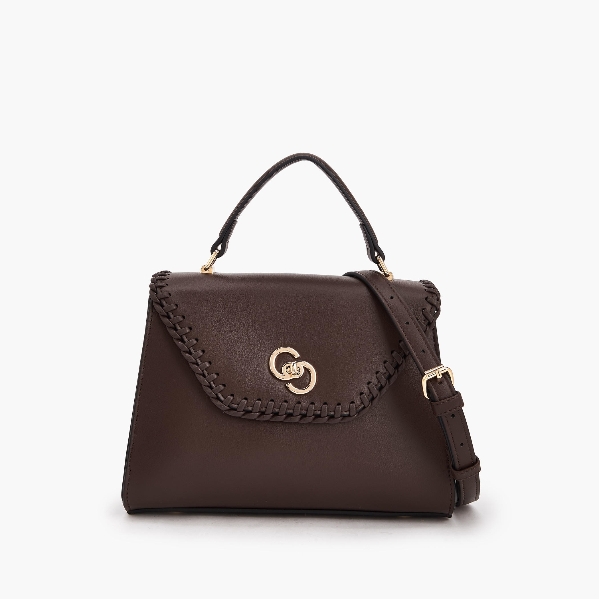 Celeste Stitch Design Satchel Bag with Twist Lock Closure-women-bagsandwallets-handbags-image-1