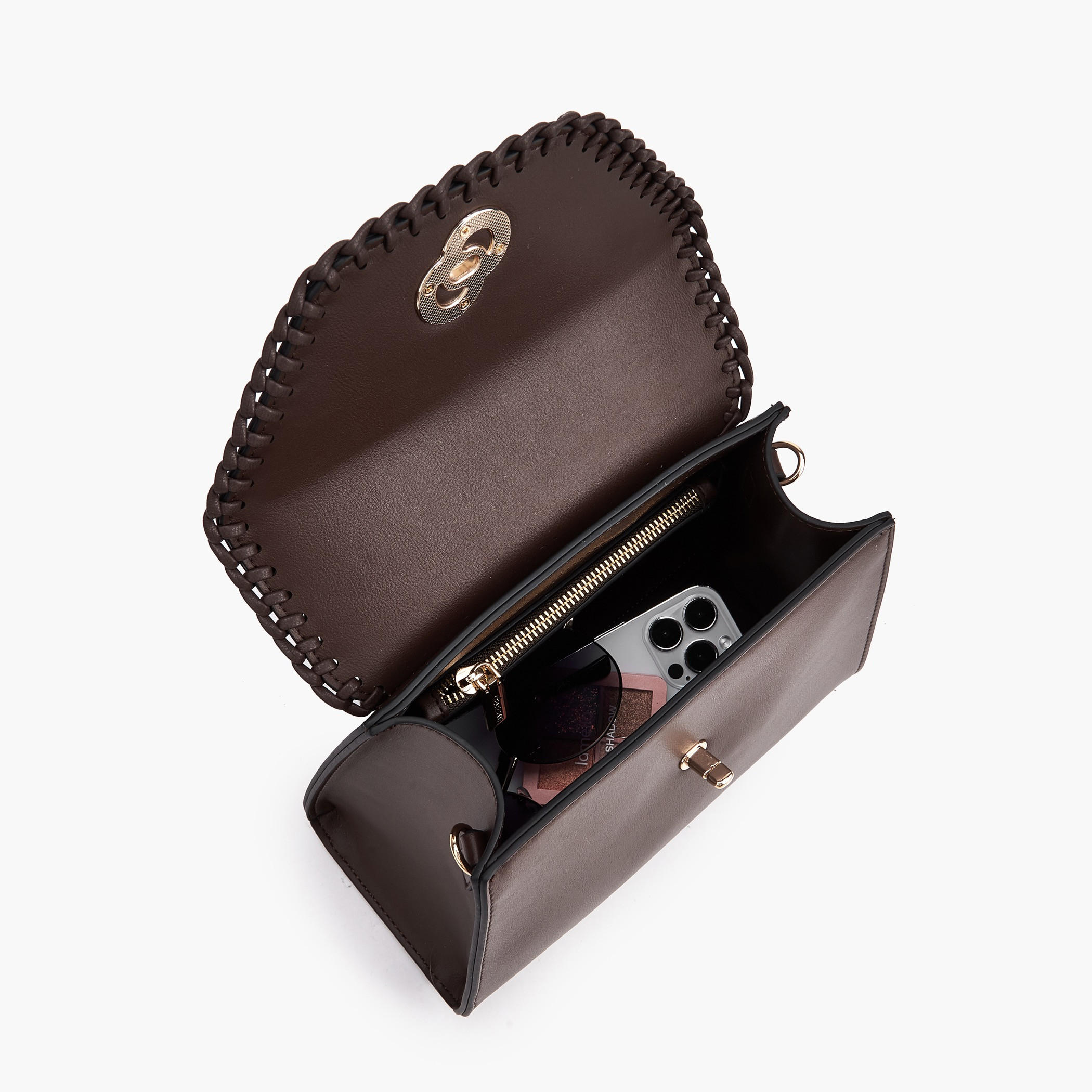 Celeste Stitch Design Satchel Bag with Twist Lock Closure-women-bagsandwallets-handbags-image-7