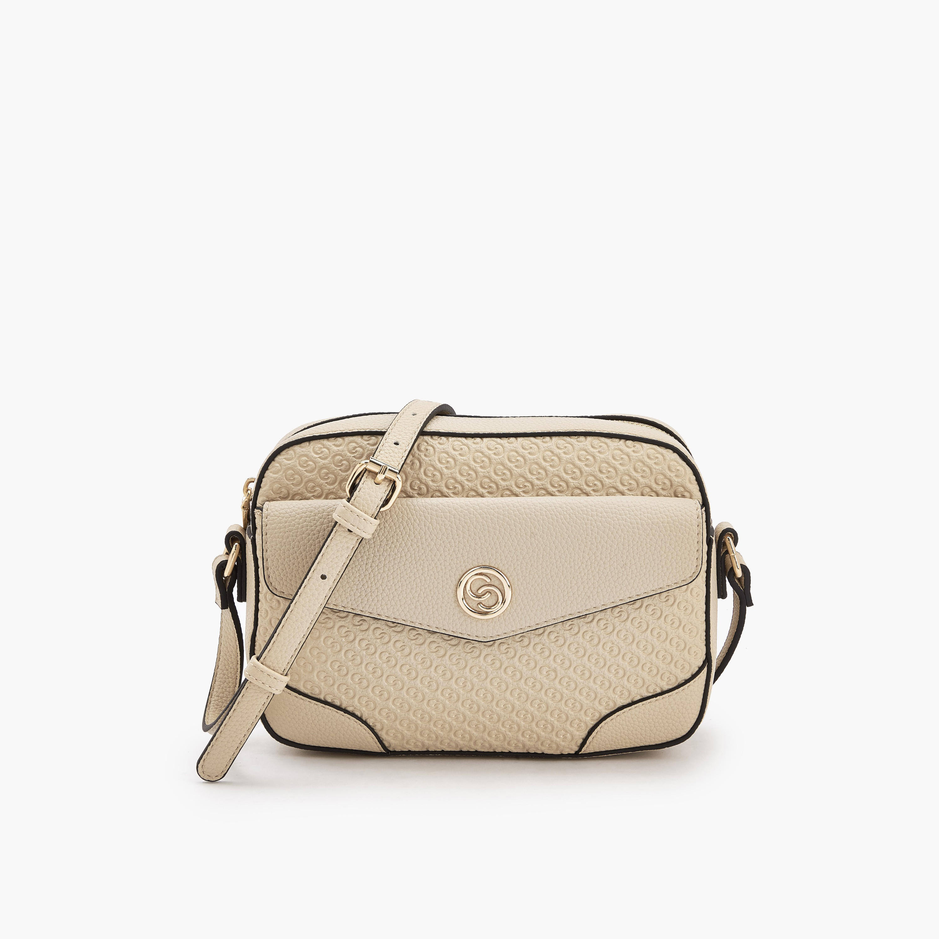 Celeste Monogram Embossed Crossbody Bag with Zip Closure-women-bagsandwallets-handbags-image-1