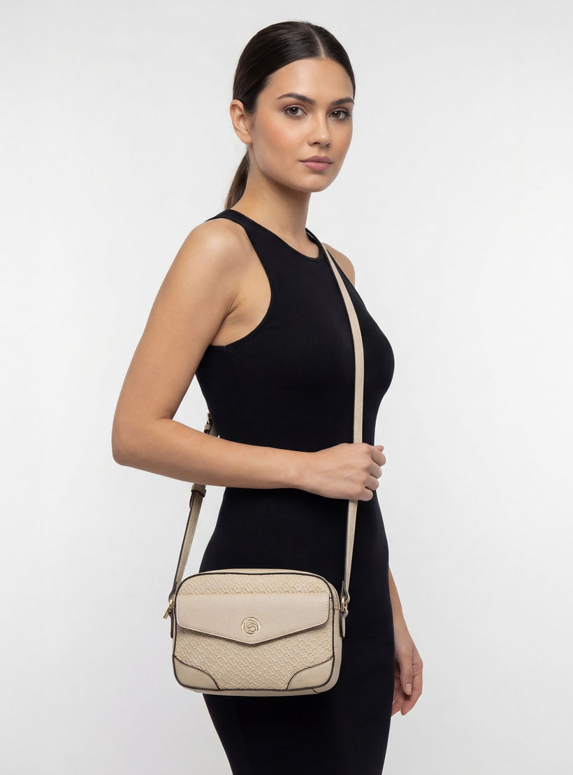 Celeste Monogram Embossed Crossbody Bag with Zip Closure-women-bagsandwallets-handbags-image-2