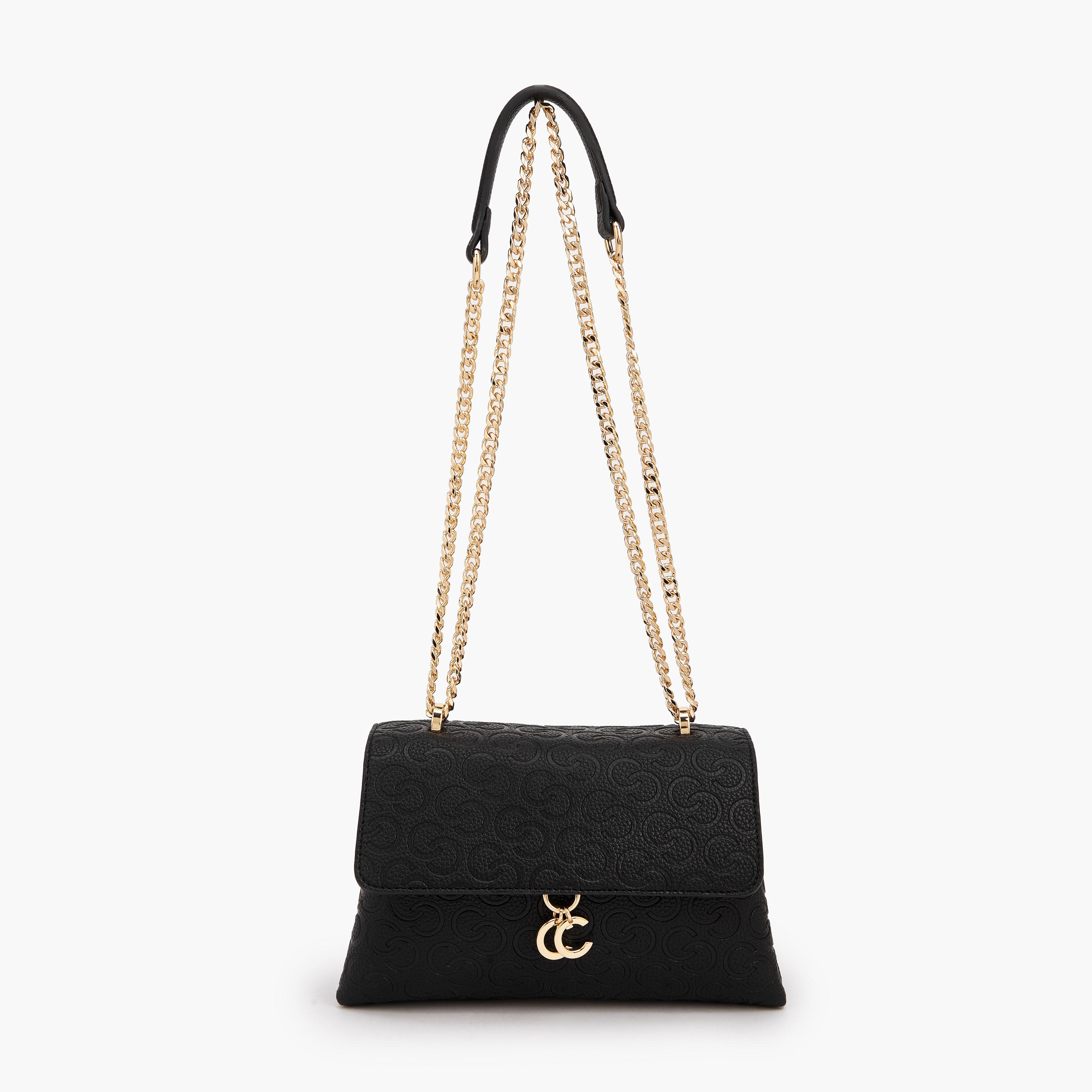 شنطة كروسبودي بحزام سلسلة ونقوش مونوجرام من سيليست-women-bagsandwallets-handbags-image-1