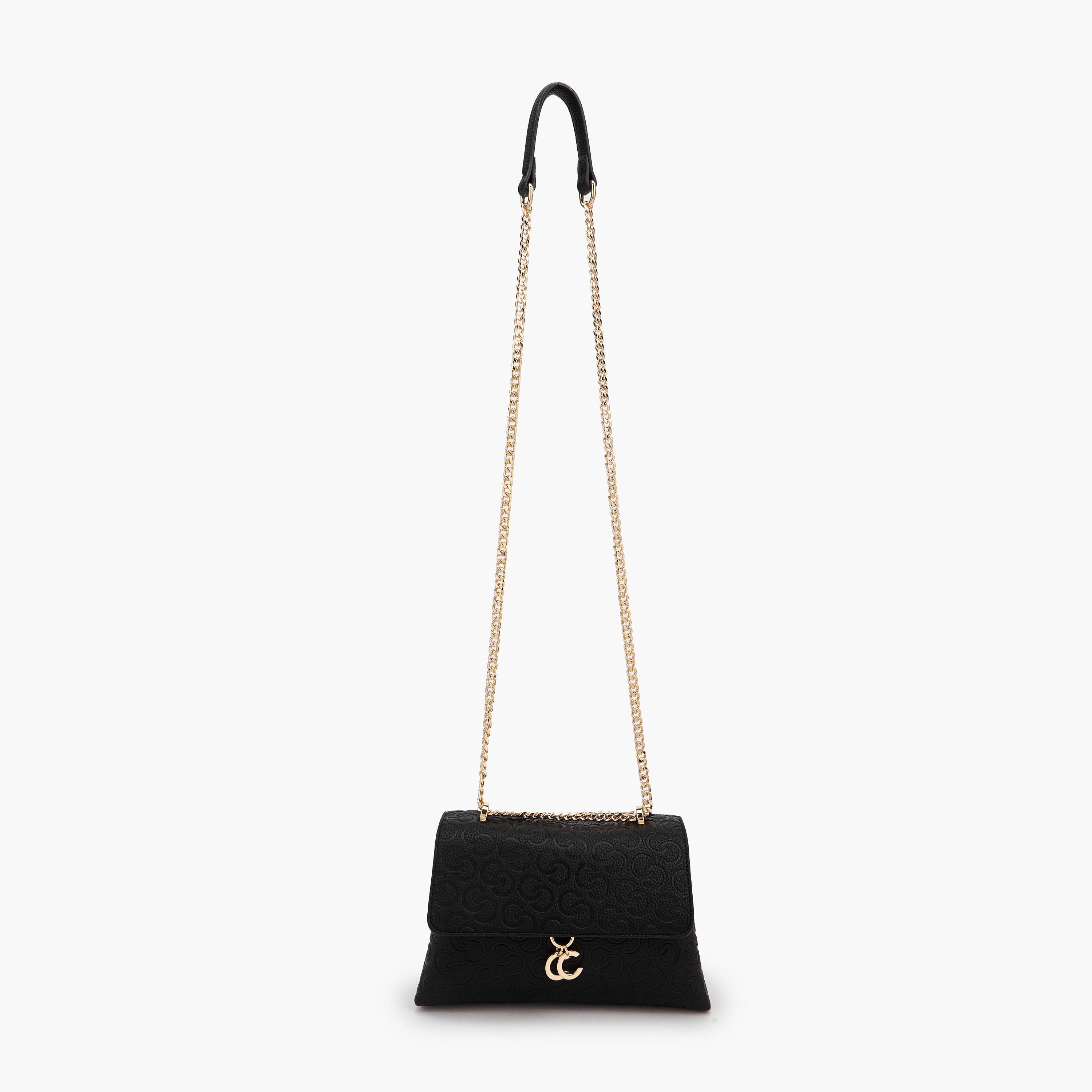 شنطة كروسبودي بحزام سلسلة ونقوش مونوجرام من سيليست-women-bagsandwallets-handbags-image-3