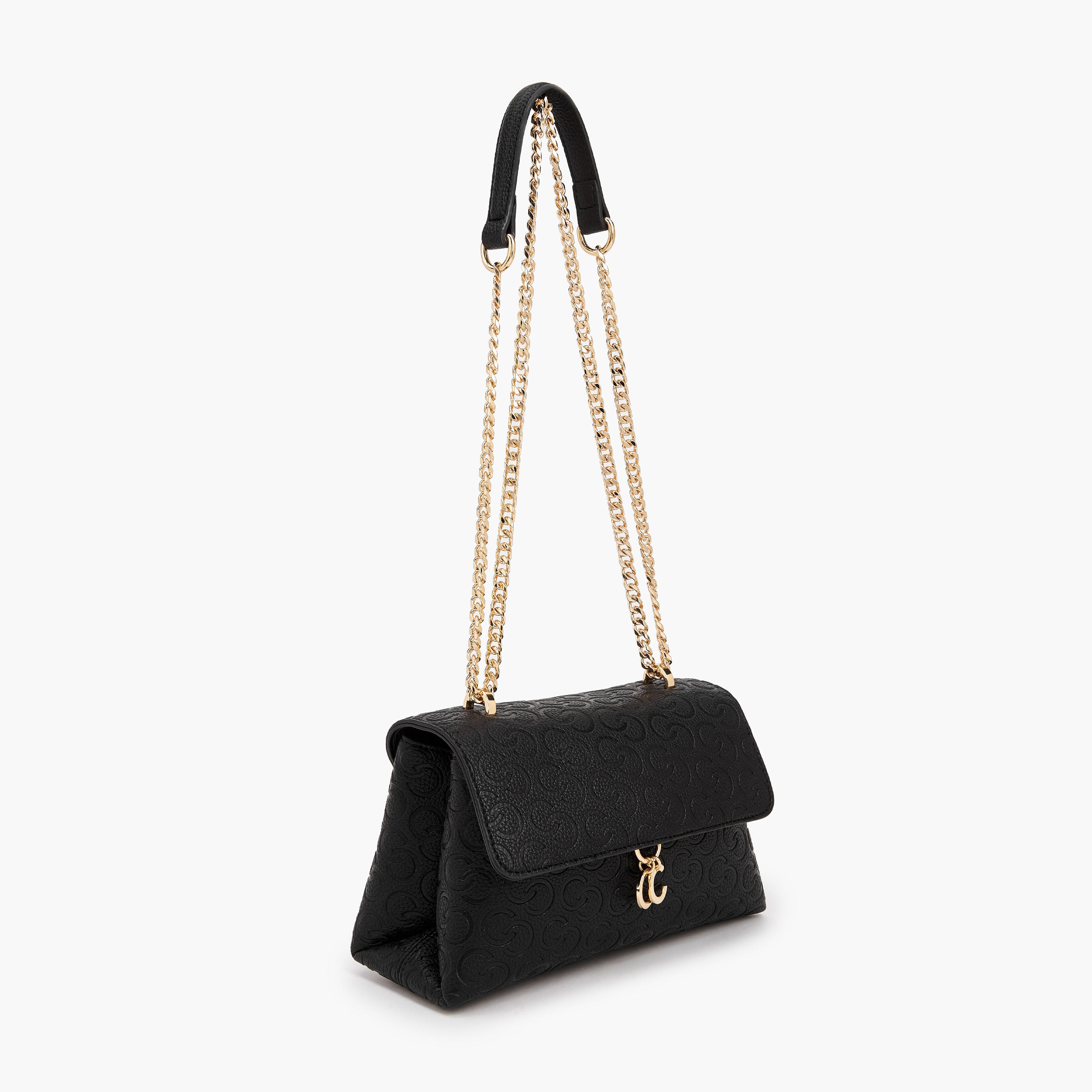 شنطة كروسبودي بحزام سلسلة ونقوش مونوجرام من سيليست-women-bagsandwallets-handbags-image-4