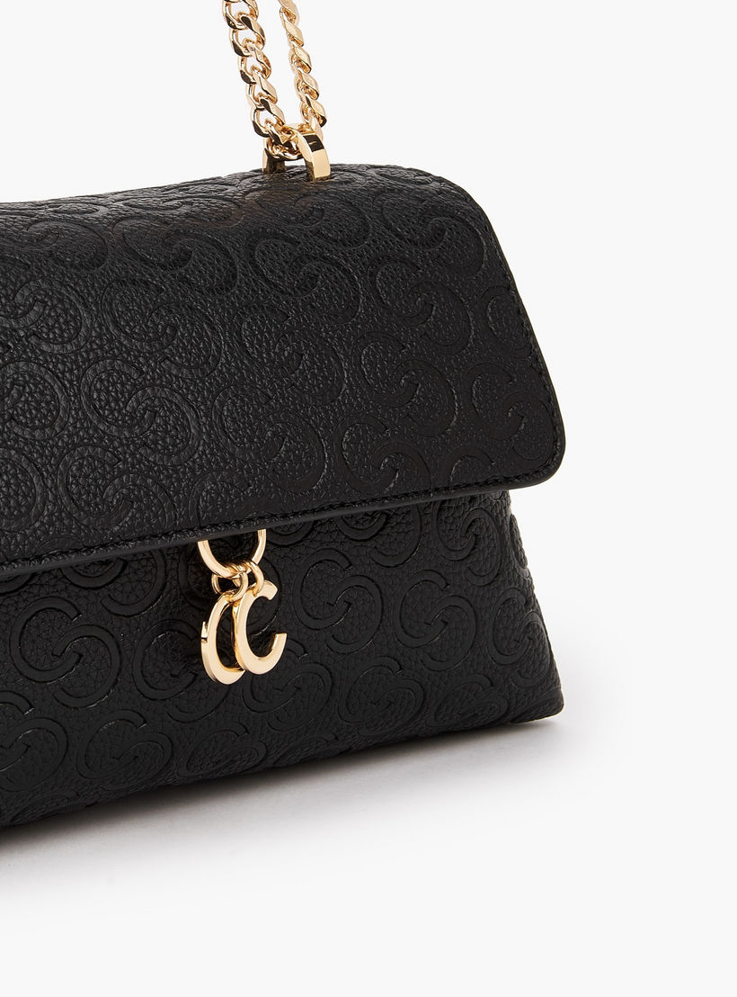 شنطة كروسبودي بحزام سلسلة ونقوش مونوجرام من سيليست-women-bagsandwallets-handbags-image-5