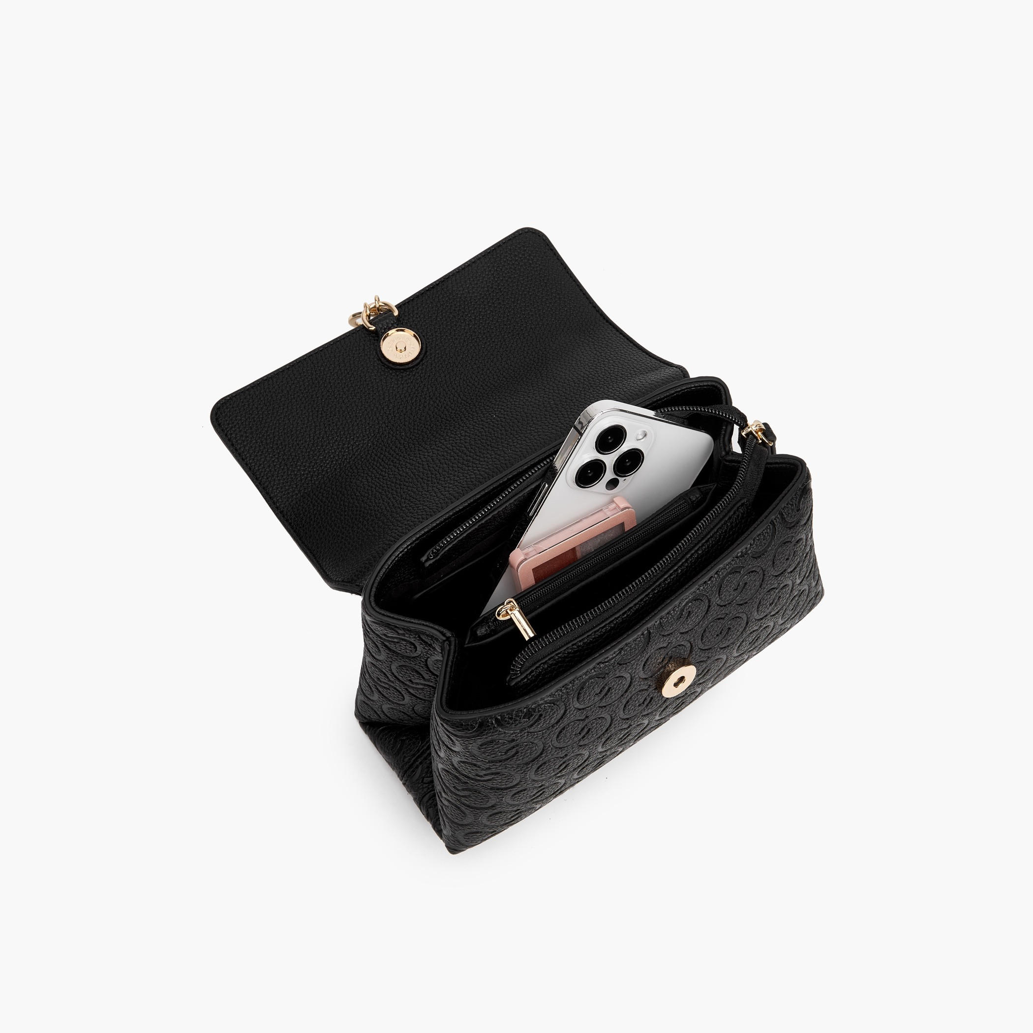 شنطة كروسبودي بحزام سلسلة ونقوش مونوجرام من سيليست-women-bagsandwallets-handbags-image-8