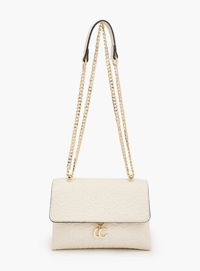 شنطة كروسبودي بحزام سلسلة ونقوش مونوجرام من سيليست-women-bagsandwallets-handbags-image-1