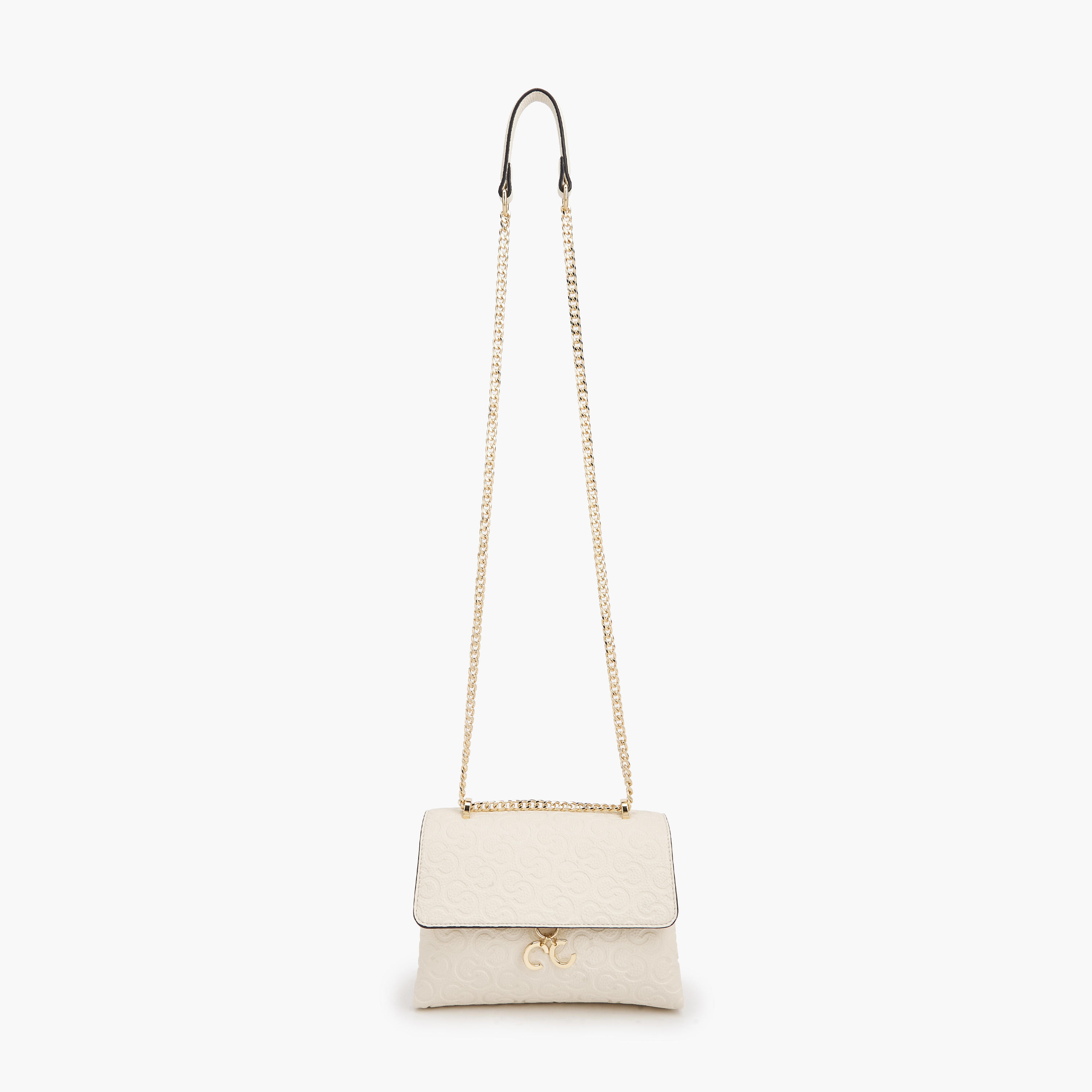 شنطة كروسبودي بحزام سلسلة ونقوش مونوجرام من سيليست-women-bagsandwallets-handbags-image-3