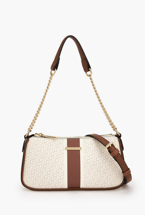 Celeste Monogram Print Shoulder Bag with Zip Closure-women-image-1