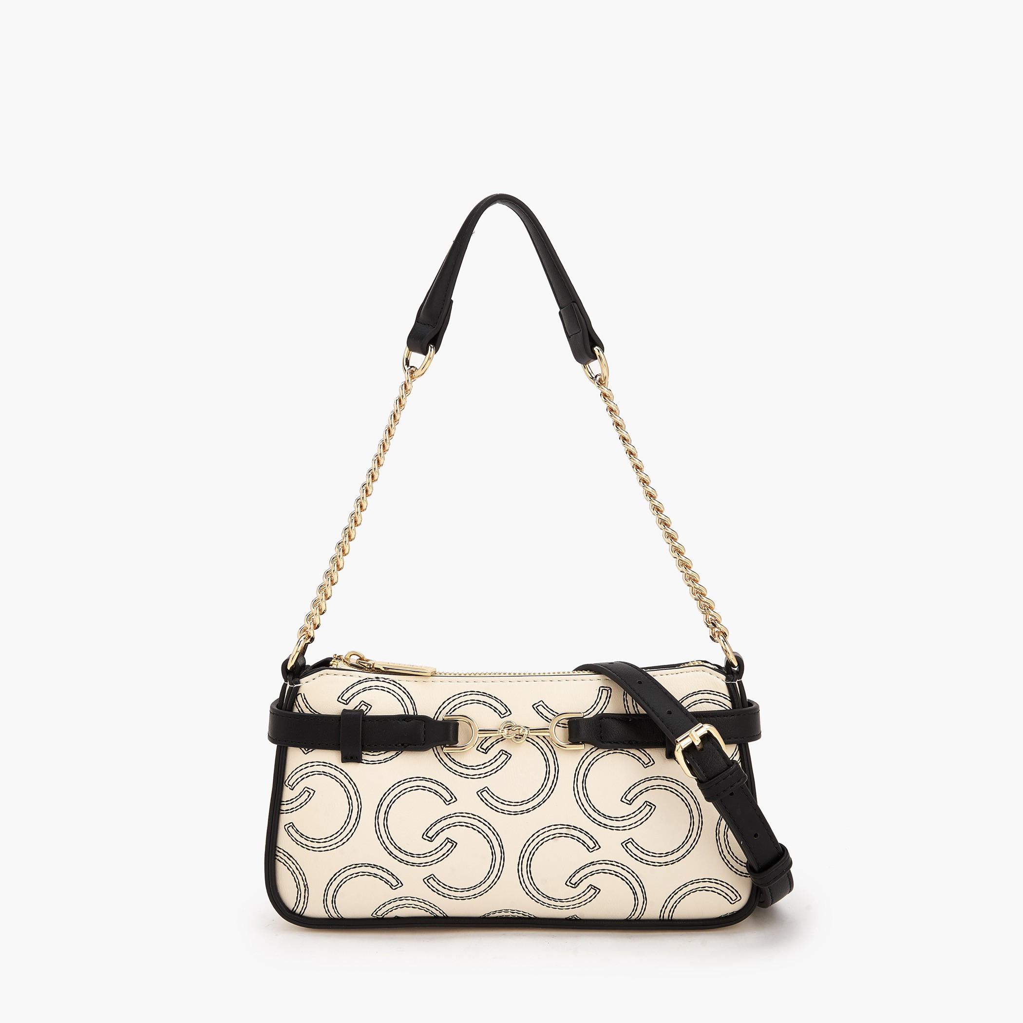 شنطة كتف بسحاب إغلاق وتطريز مونوجرام من سيليست-women-bagsandwallets-handbags-image-1