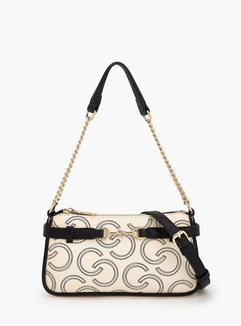 شنطة كتف بسحاب إغلاق وتطريز مونوجرام من سيليست-women-bagsandwallets-handbags-image-1