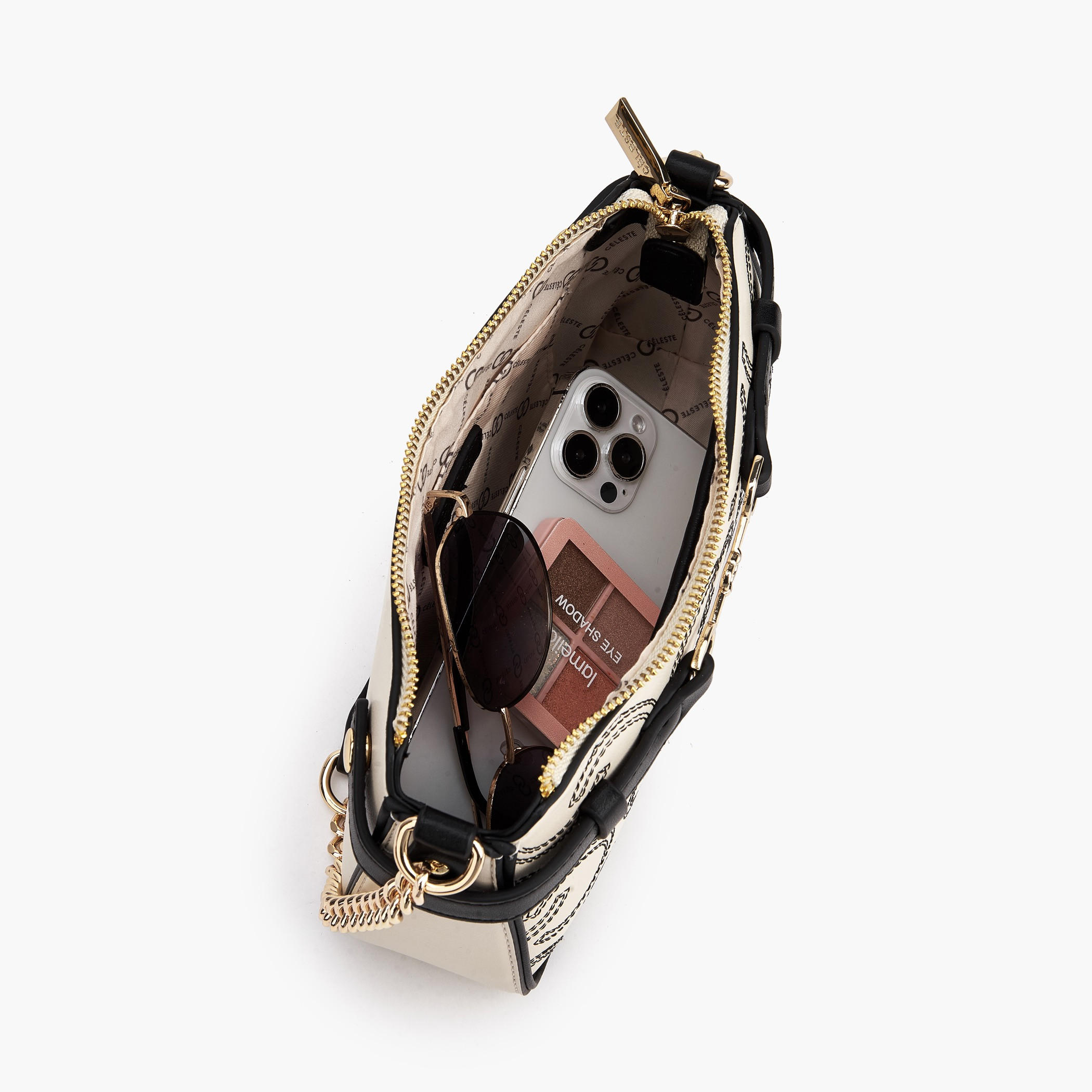 شنطة كتف بسحاب إغلاق وتطريز مونوجرام من سيليست-women-bagsandwallets-handbags-image-8