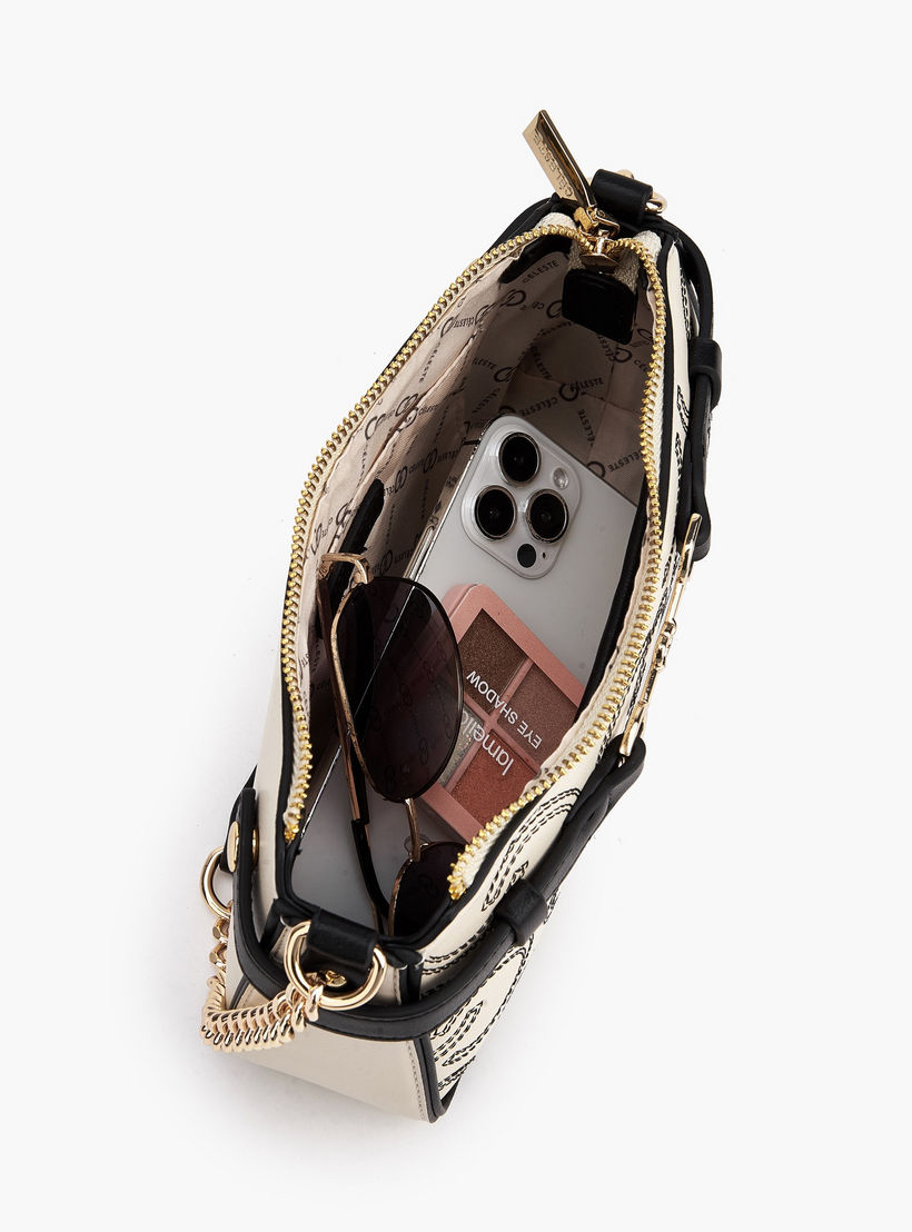 شنطة كتف بسحاب إغلاق وتطريز مونوجرام من سيليست-women-bagsandwallets-handbags-image-8
