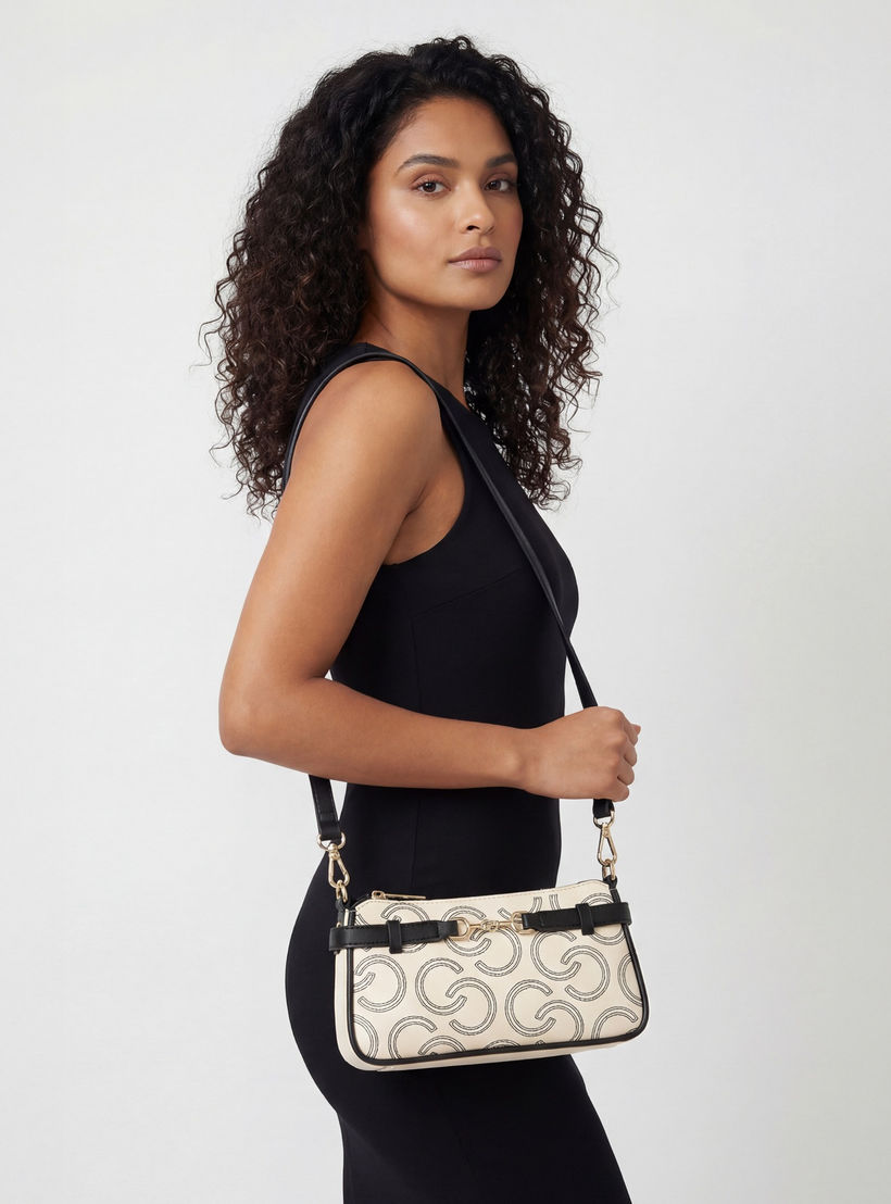شنطة كتف بسحاب إغلاق وتطريز مونوجرام من سيليست-women-bagsandwallets-handbags-image-2