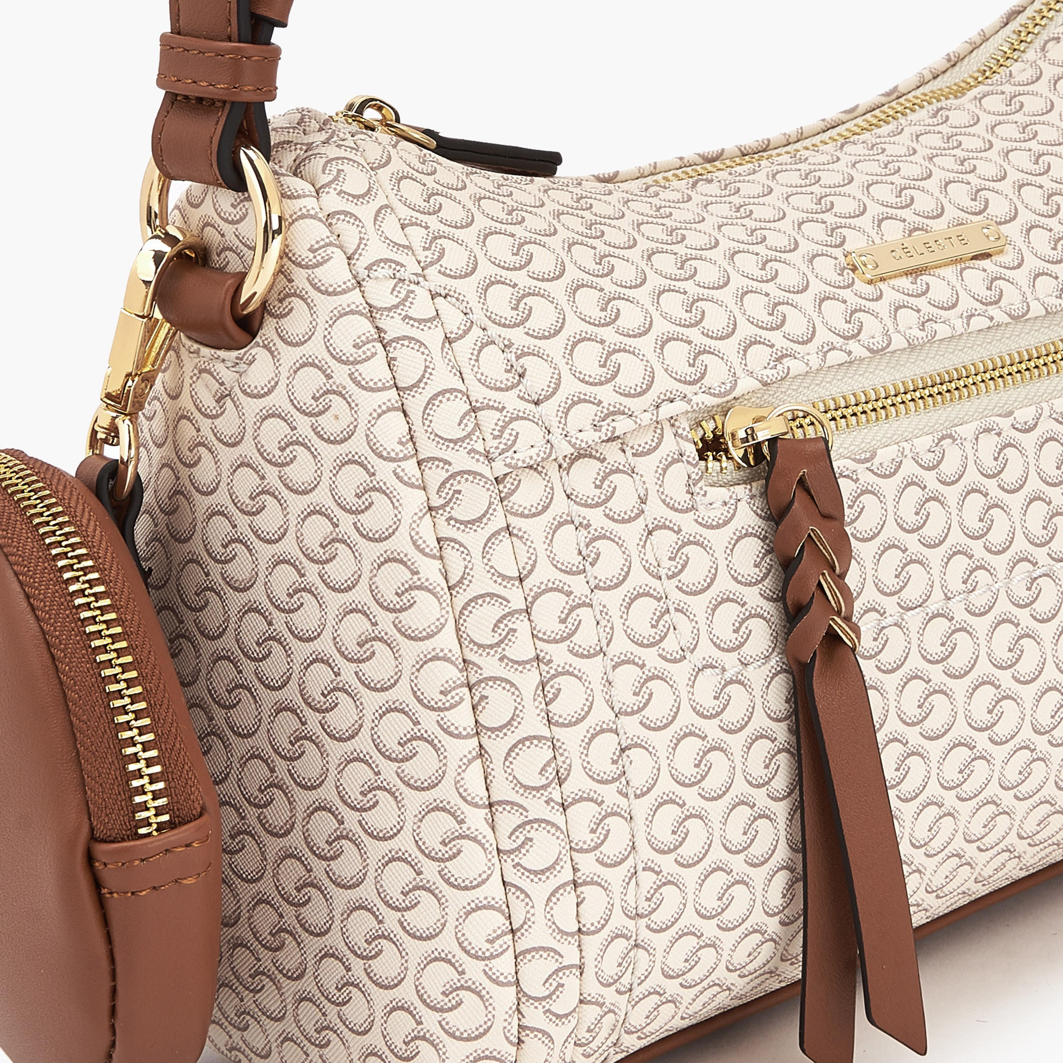 Celeste Textured Shoulder Bag with Pouch-women-bagsandwallets-handbags-image-4