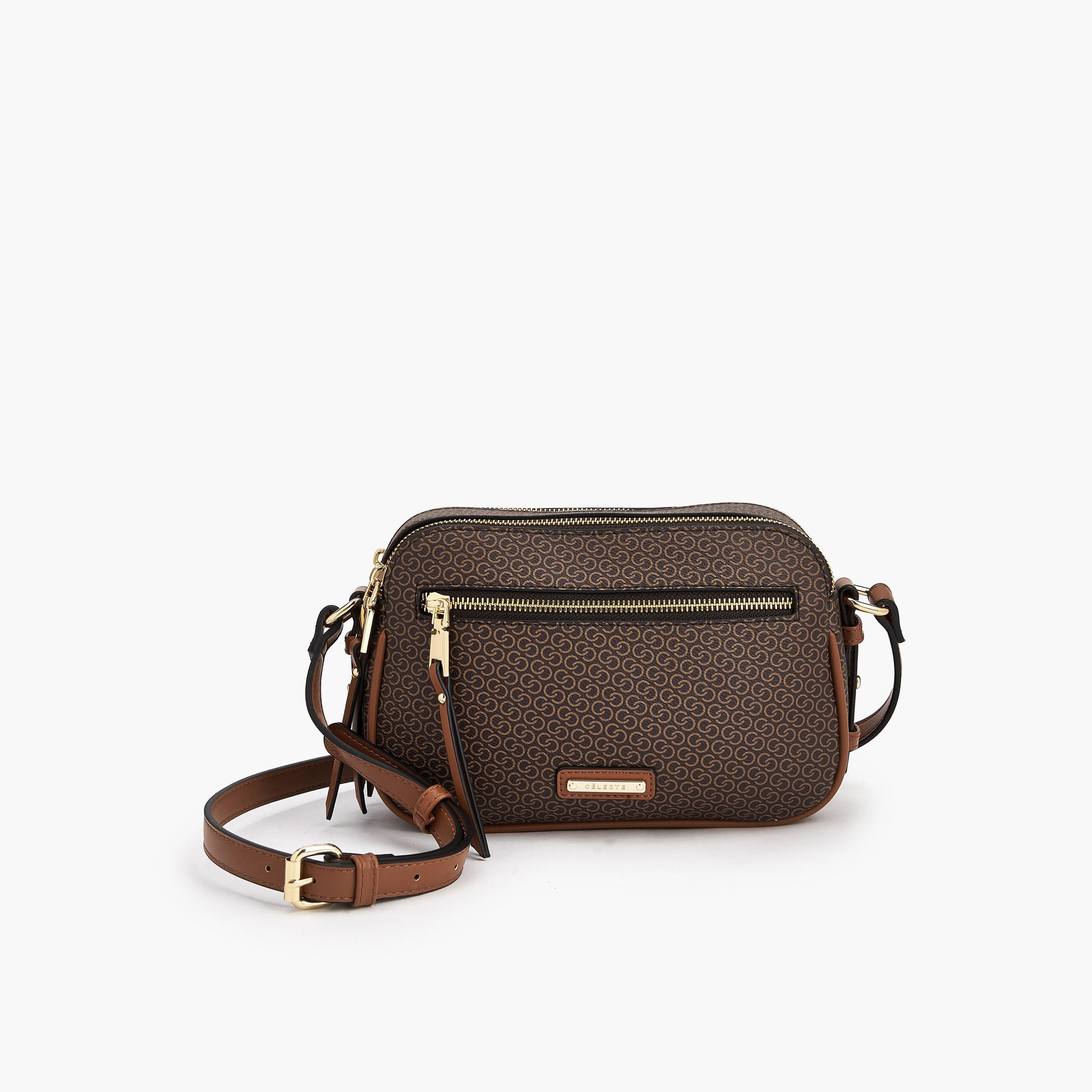 Celeste Monogram Print Crossbody Bag with Adjustable Strap-women-bagsandwallets-handbags-image-1