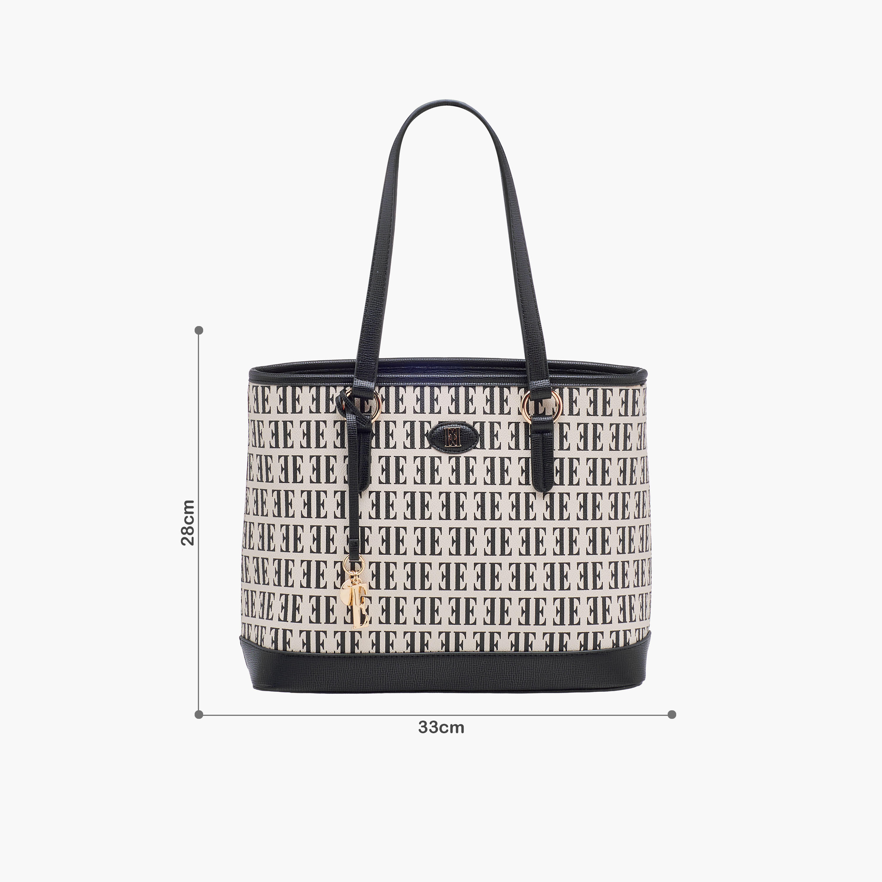 Elle Monogram Print Tote Bag with Double Handles-women-bagsandwallets-handbags-image-2