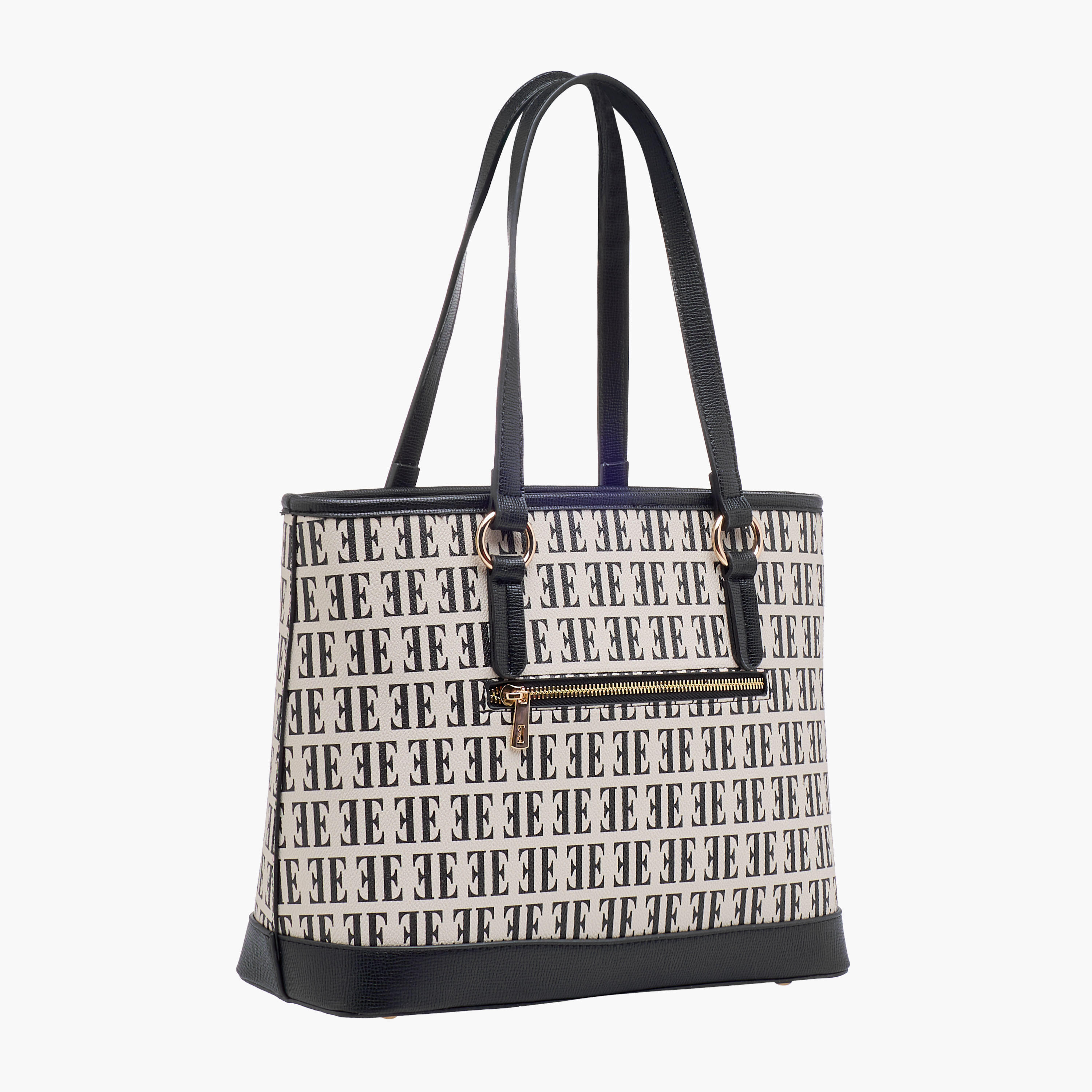 Elle Monogram Print Tote Bag with Double Handles-women-bagsandwallets-handbags-image-4