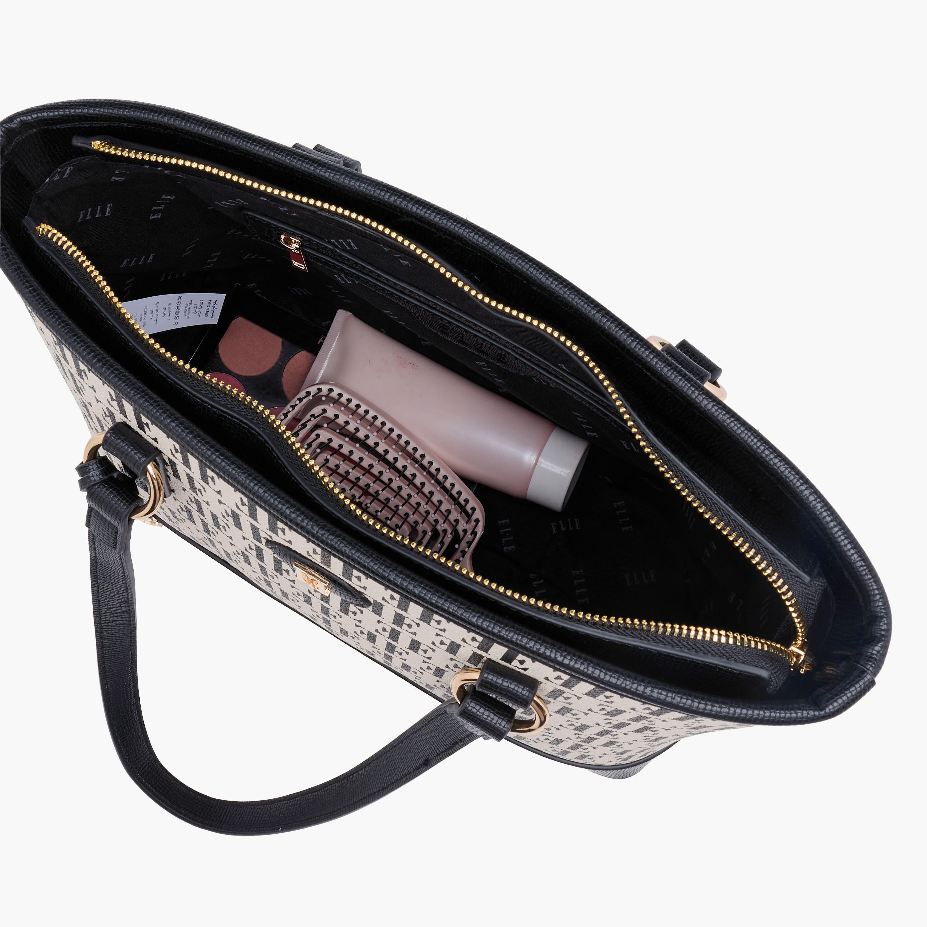 Elle Monogram Print Tote Bag with Double Handles-women-bagsandwallets-handbags-image-9