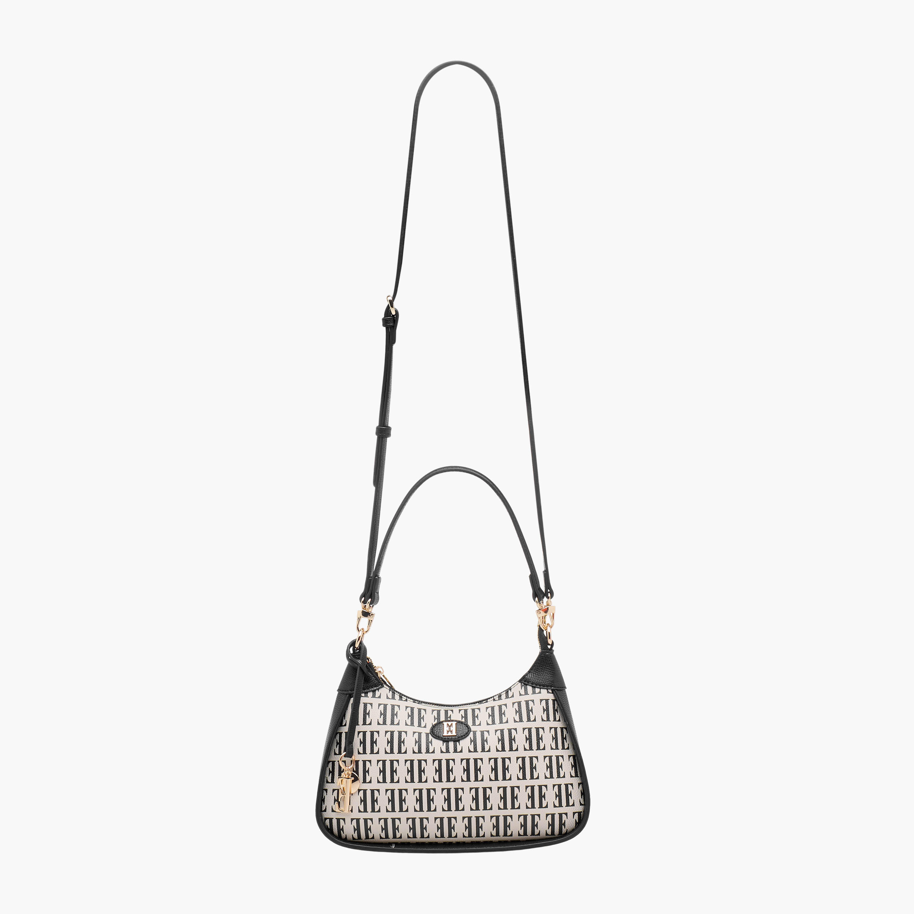 Elle Monogram Print Shoulder Bag with Detachable Strap-women-bagsandwallets-handbags-image-4