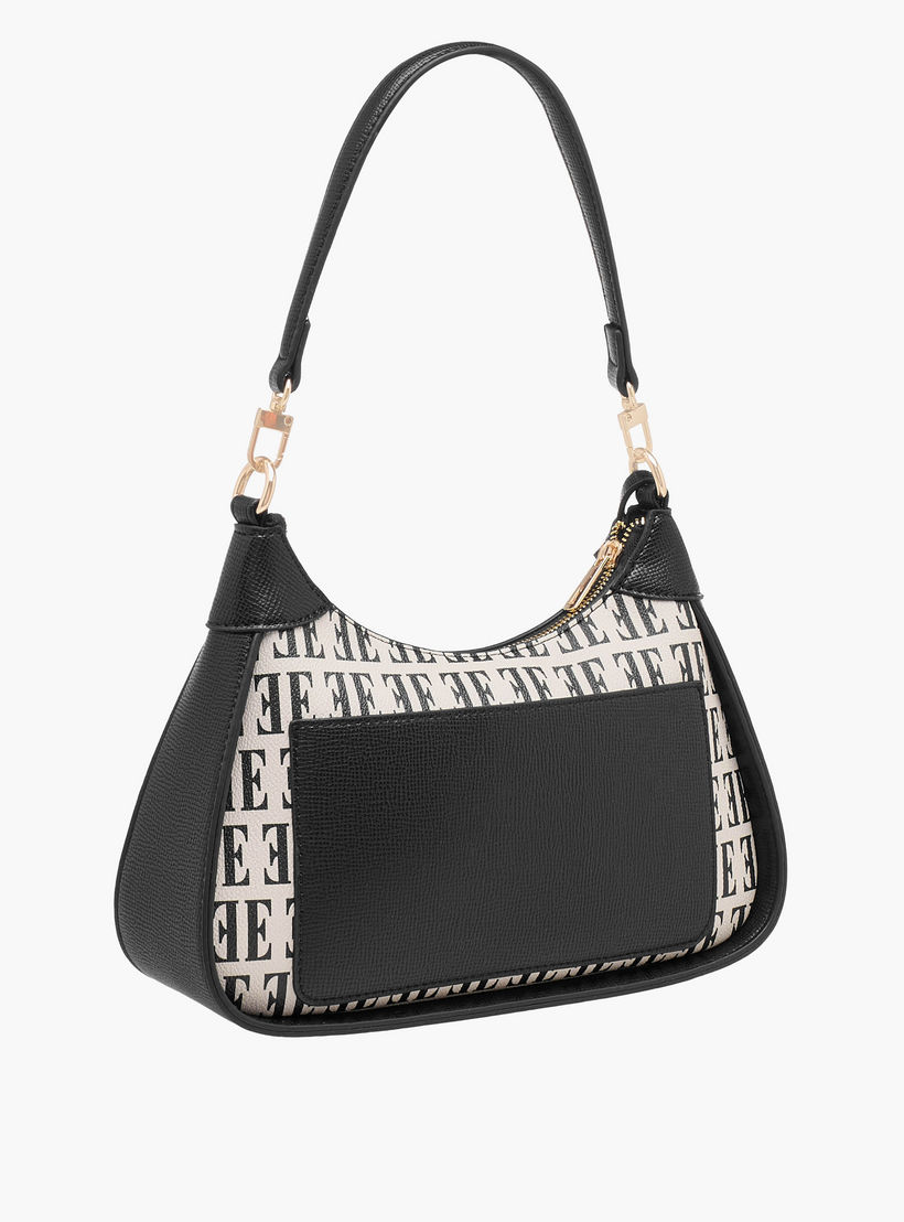 Elle Monogram Print Shoulder Bag with Detachable Strap-women-bagsandwallets-handbags-image-5