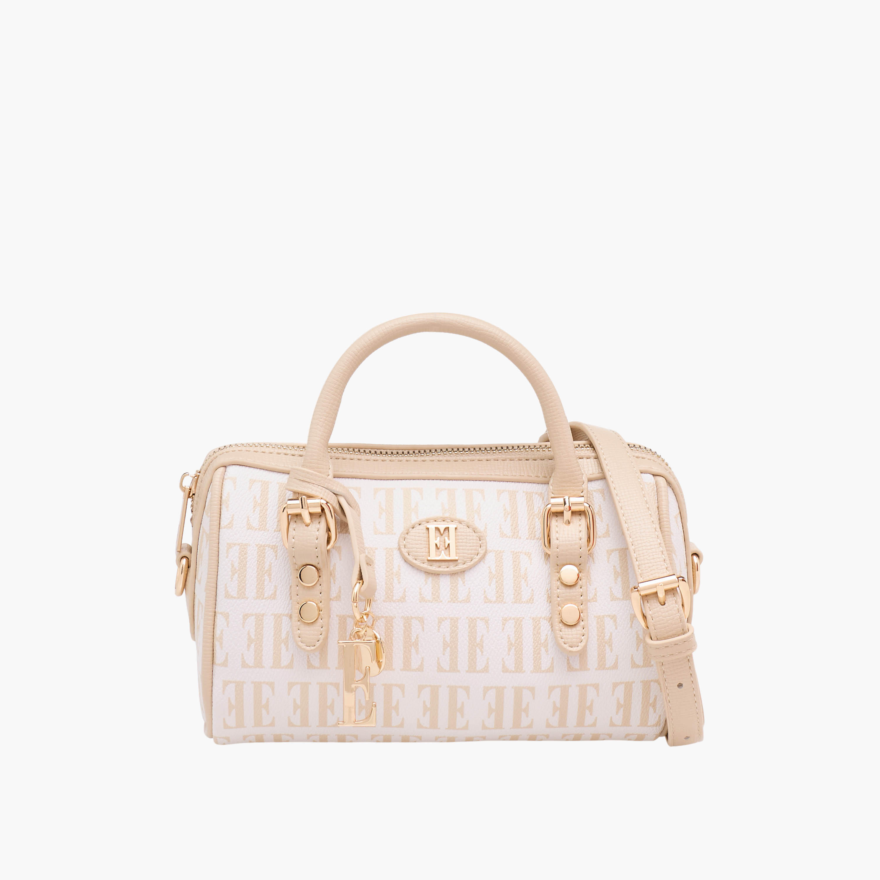Elle Monogram Print Satchel Bag with Detachable Strap-women-bagsandwallets-handbags-image-1