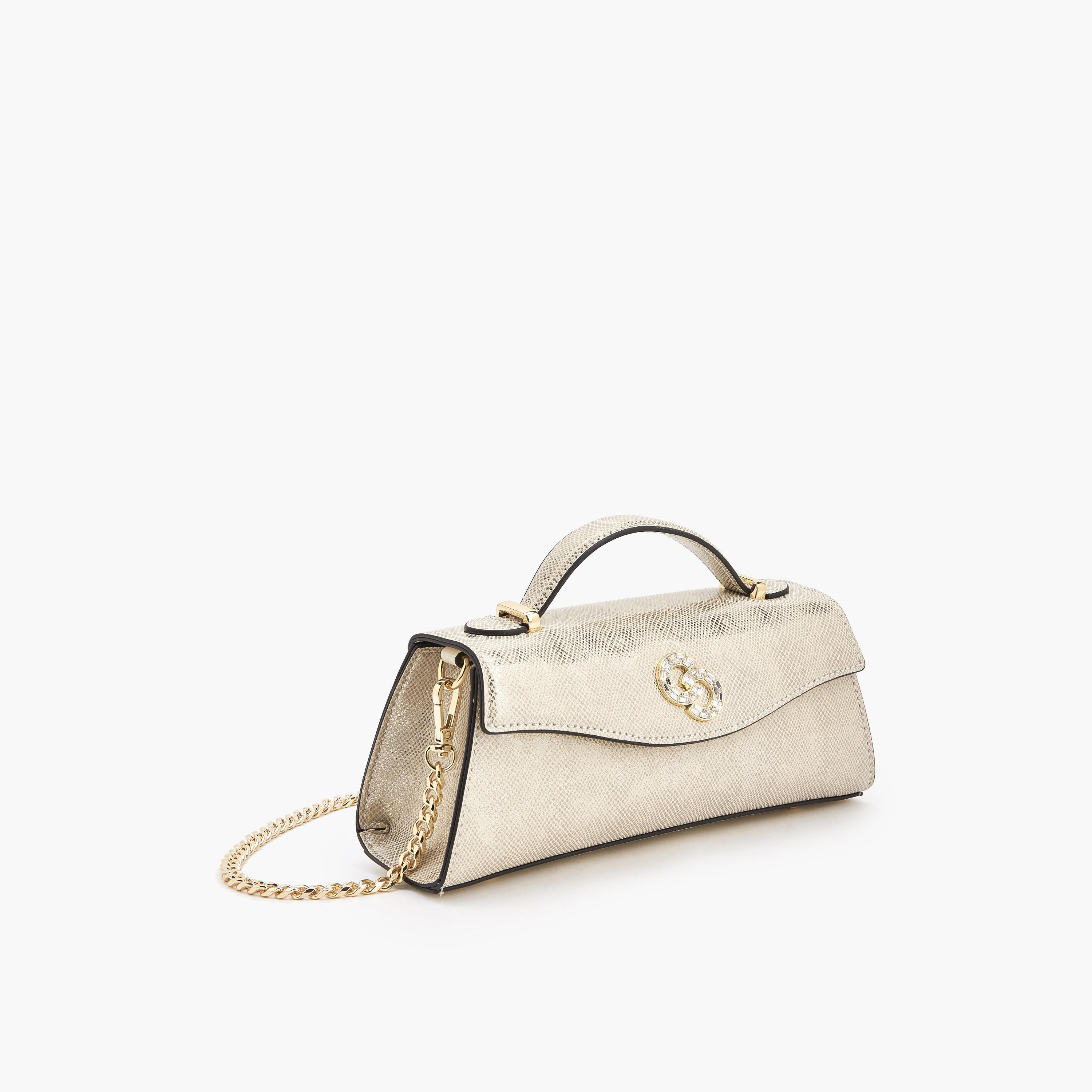 Celeste Metallic Textured Clutch with Chain Strap-women-bagsandwallets-handbags-image-3