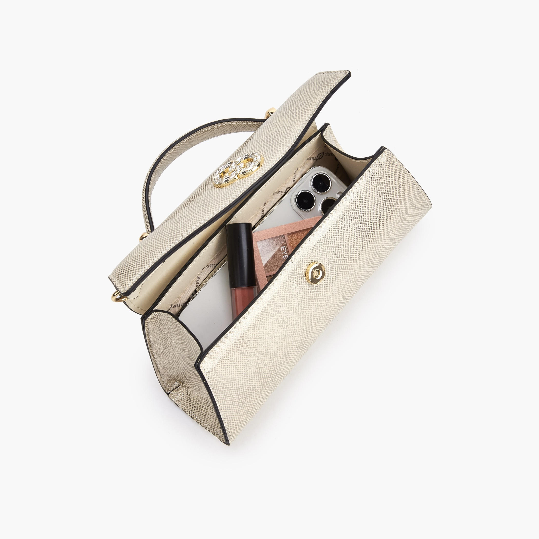 Celeste Metallic Textured Clutch with Chain Strap-women-bagsandwallets-handbags-image-7