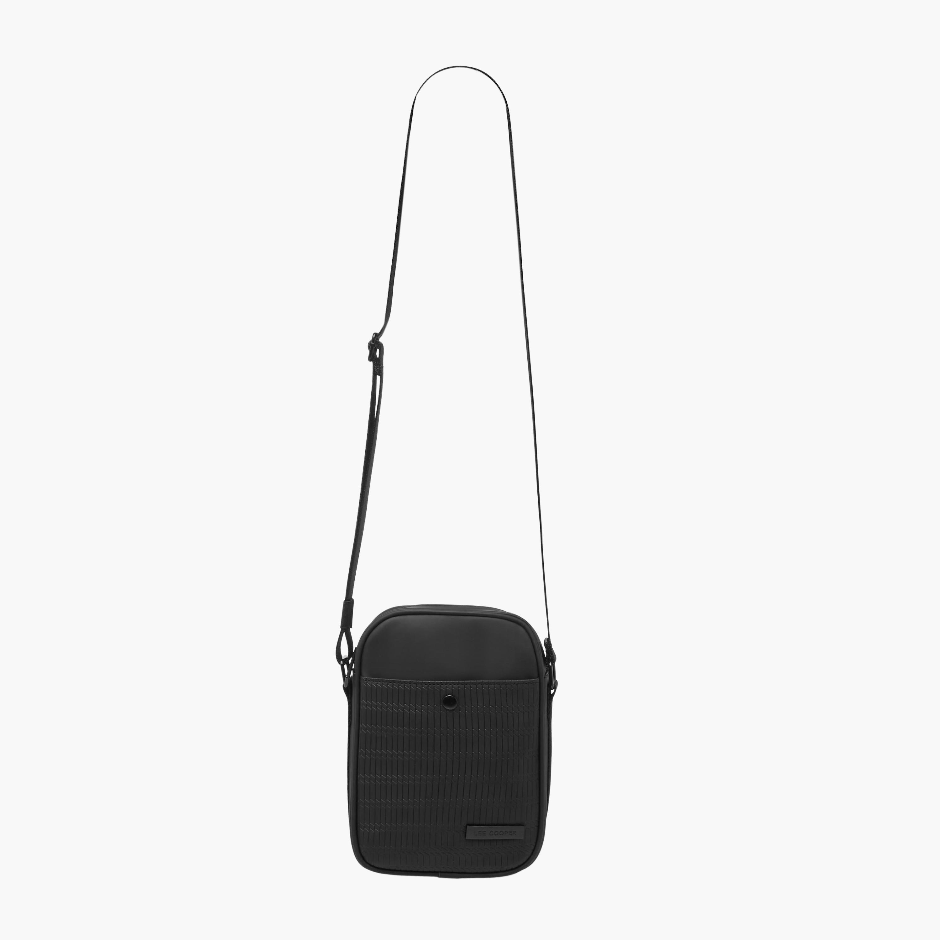 Lee Cooper Textured Crossbody Bag with Zip Closure-men-bags-image-3