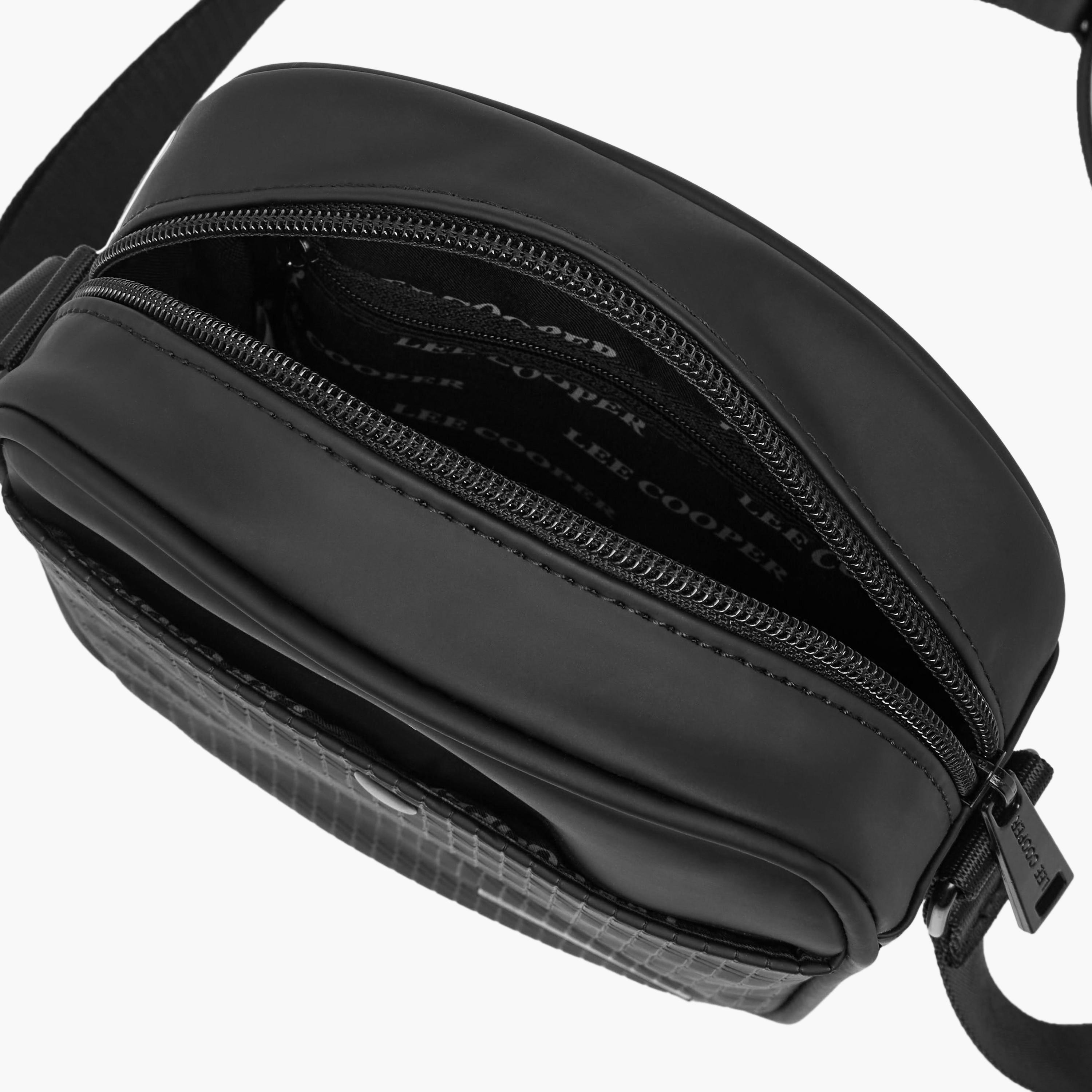 Lee Cooper Textured Crossbody Bag with Zip Closure-men-bags-image-8