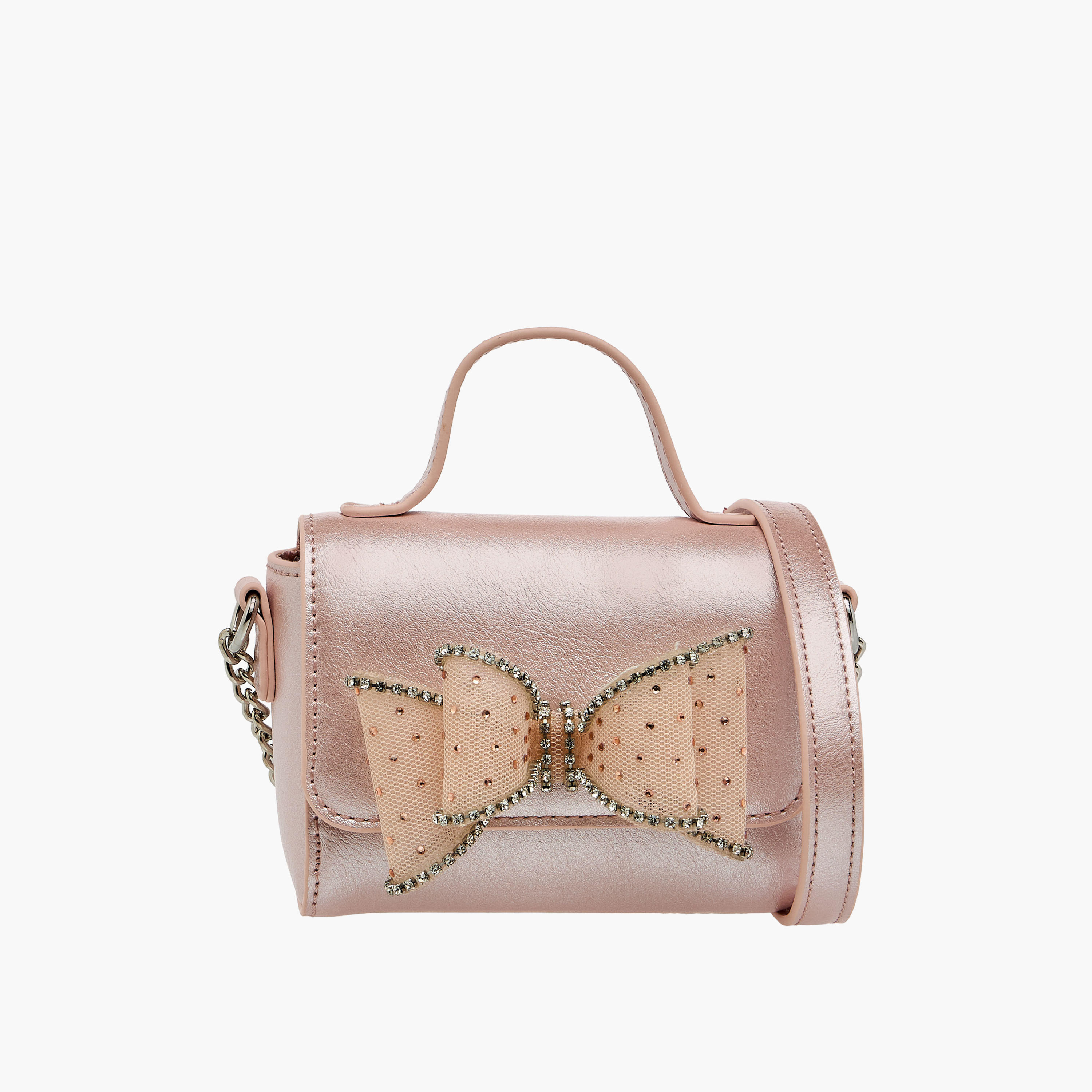 Celeste Bow Embellished Crossbody Bag with Chain Strap-girls-accessories-bags-image-1