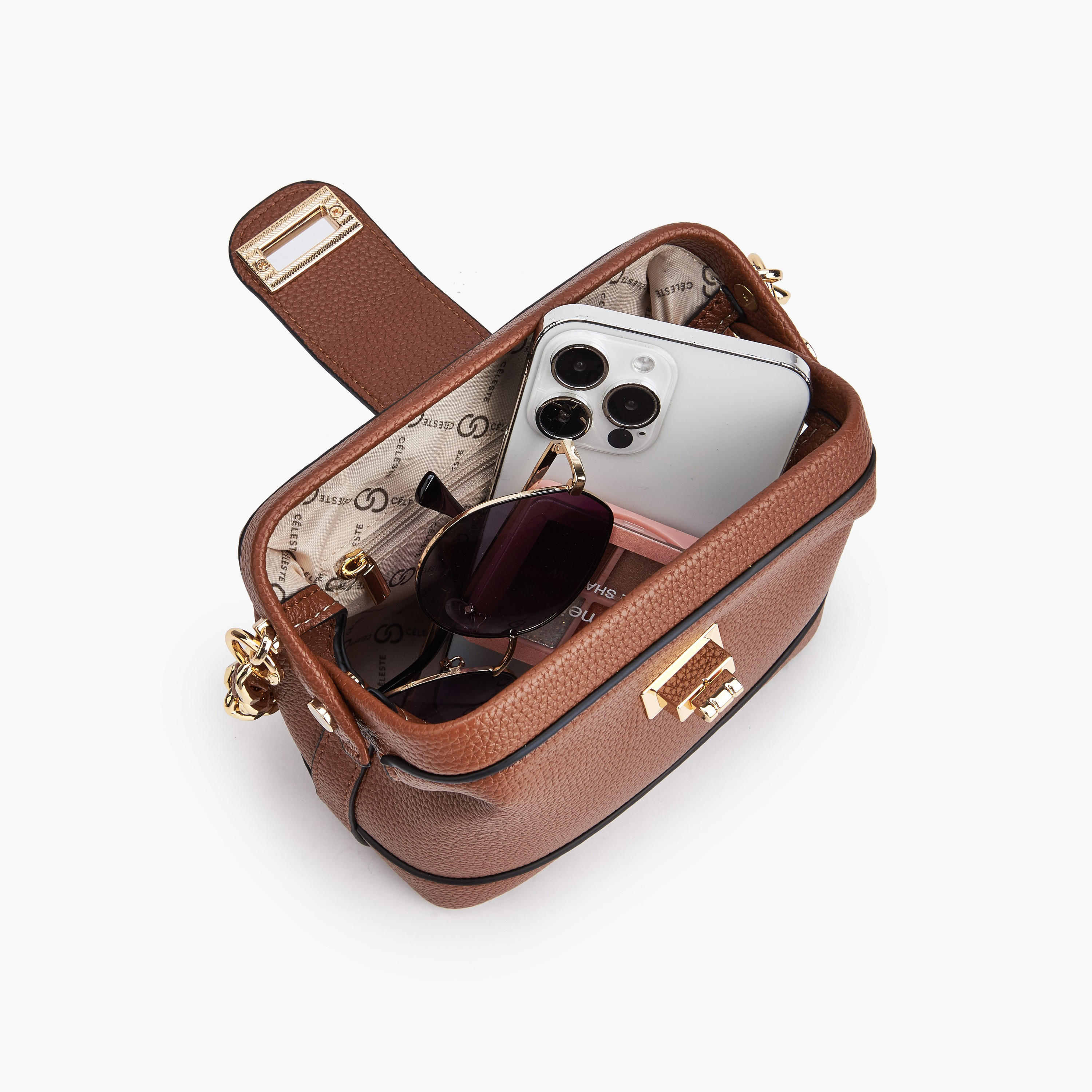 Celeste Textured Crossbody Bag with Twist Lock Closure-women-bagsandwallets-handbags-image-8
