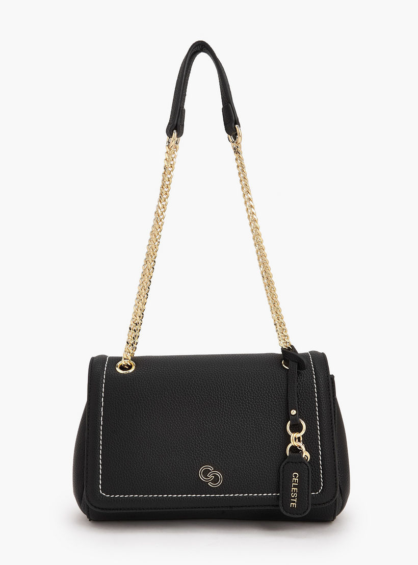 شنطة كروس بودي بتصميم خياطة متباينة وحزام سلسلة من سيليست-women-bagsandwallets-handbags-image-1