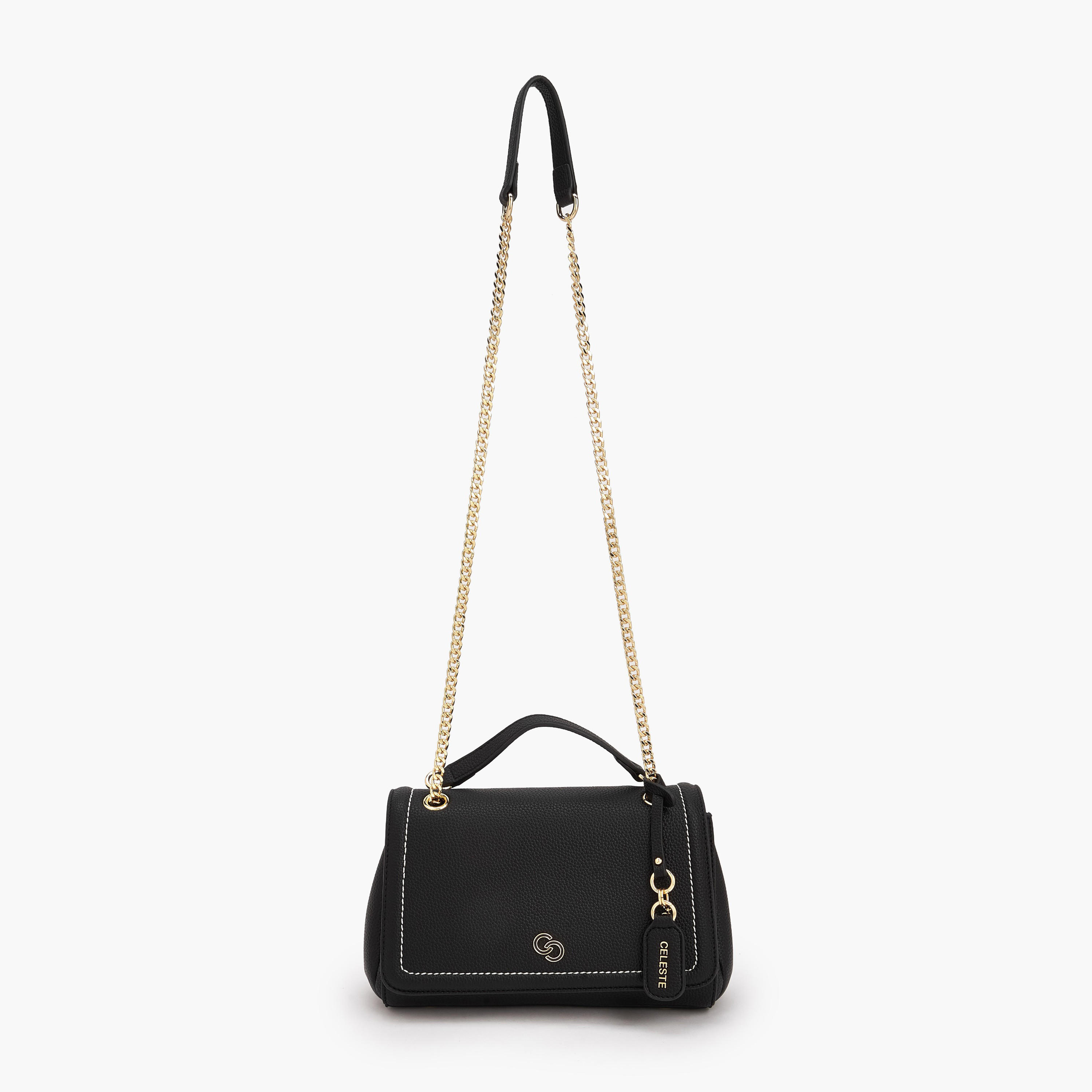 Celeste Contrast Stitch Design Crossbody Bag with Chain Strap-women-bagsandwallets-handbags-image-3