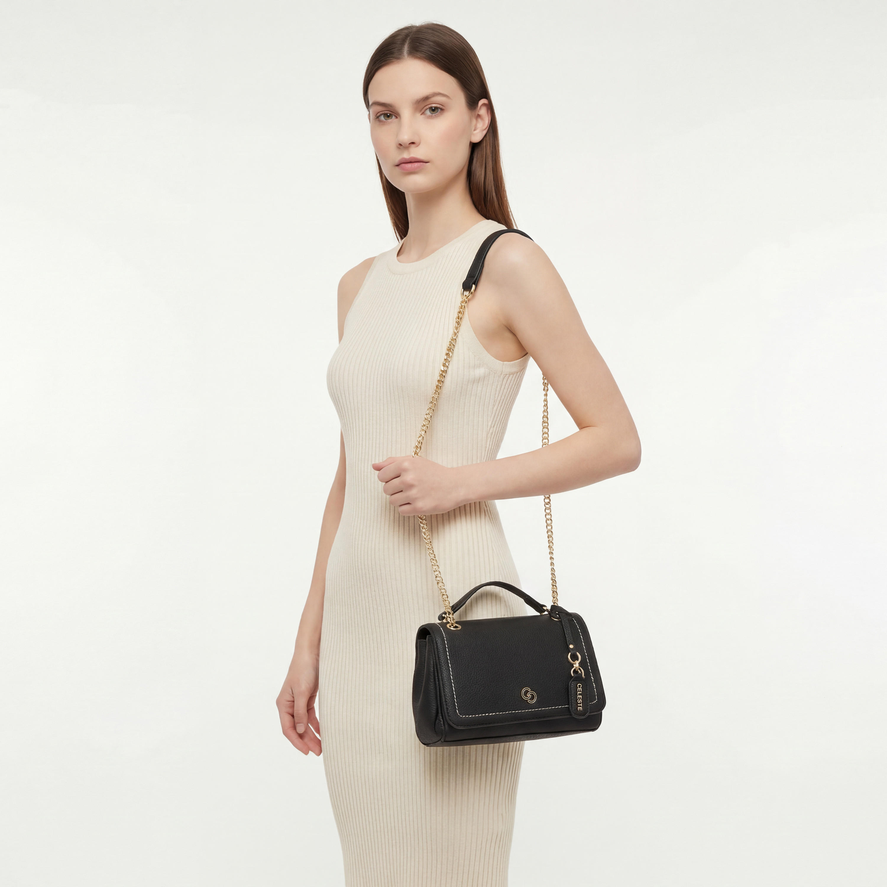 شنطة كروس بودي بتصميم خياطة متباينة وحزام سلسلة من سيليست-women-bagsandwallets-handbags-image-2
