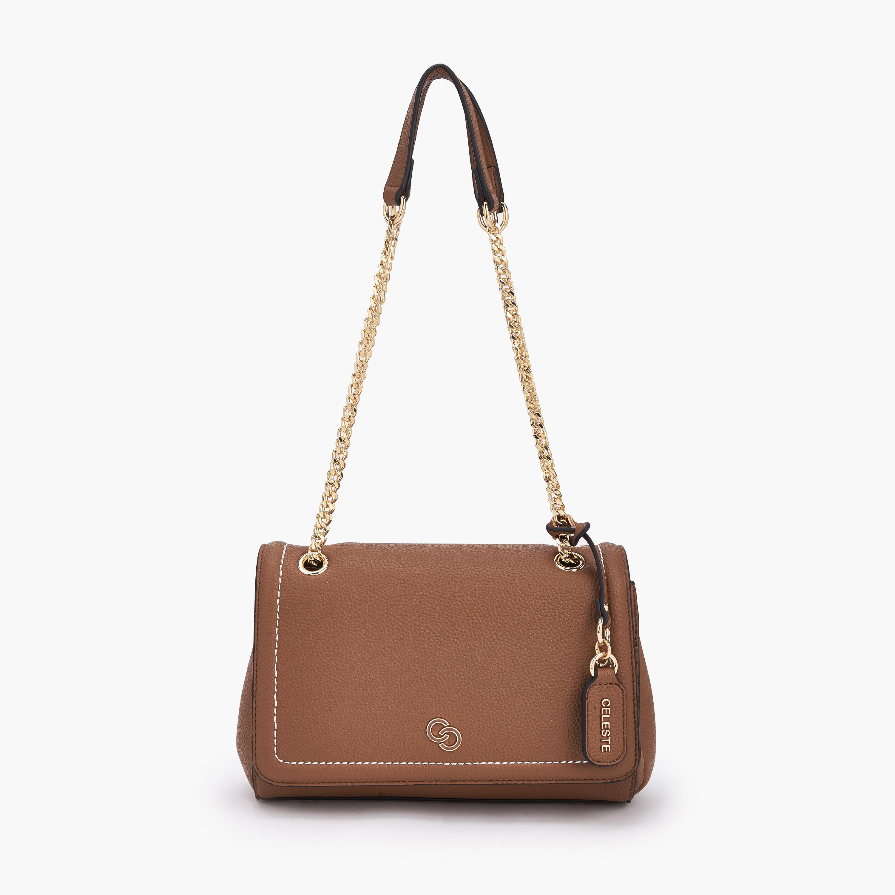 شنطة كروس بودي بتصميم خياطة متباينة وحزام سلسلة من سيليست-women-bagsandwallets-handbags-image-1