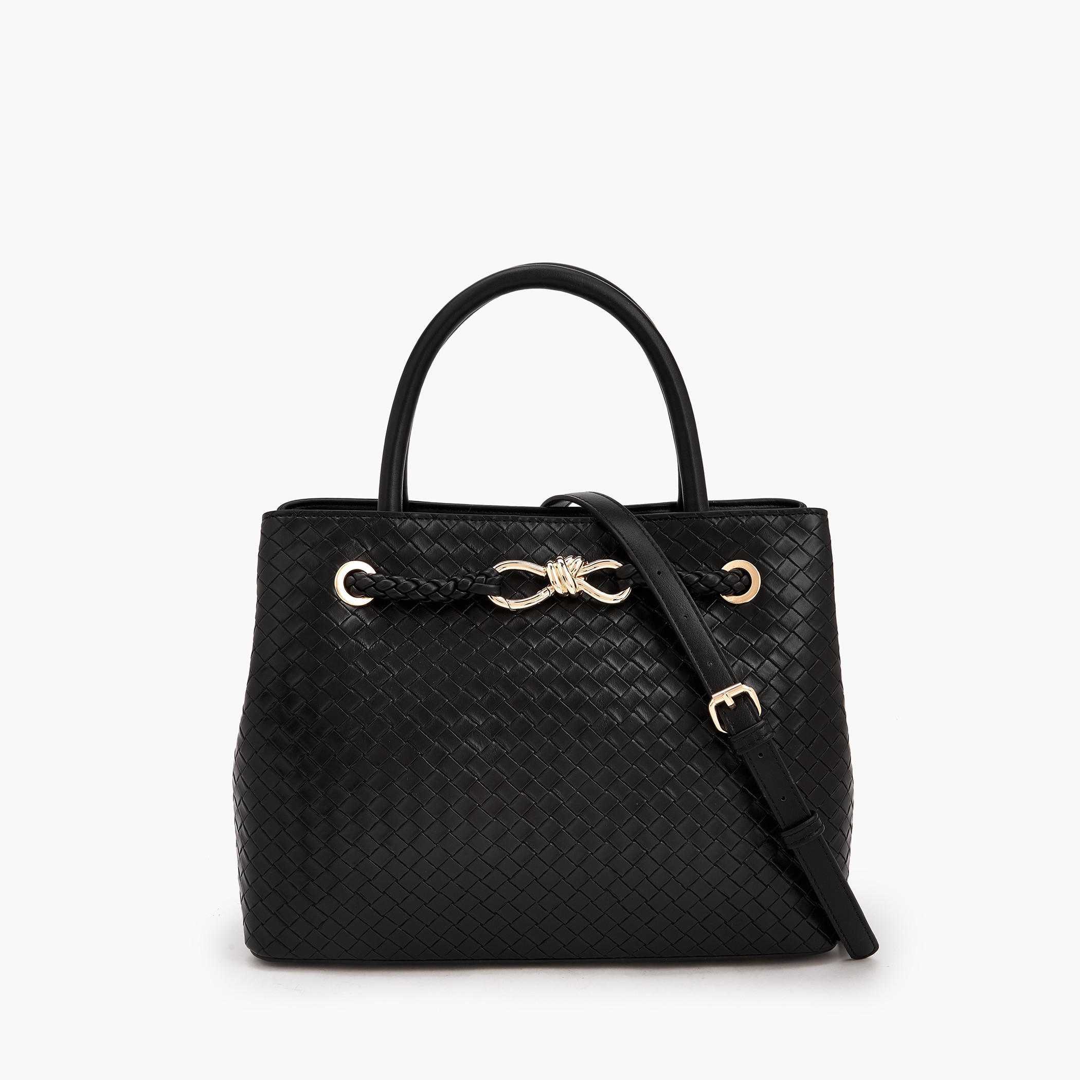 Le Confort Textured Satchel Bag with Detachable Strap-women-bagsandwallets-handbags-image-1