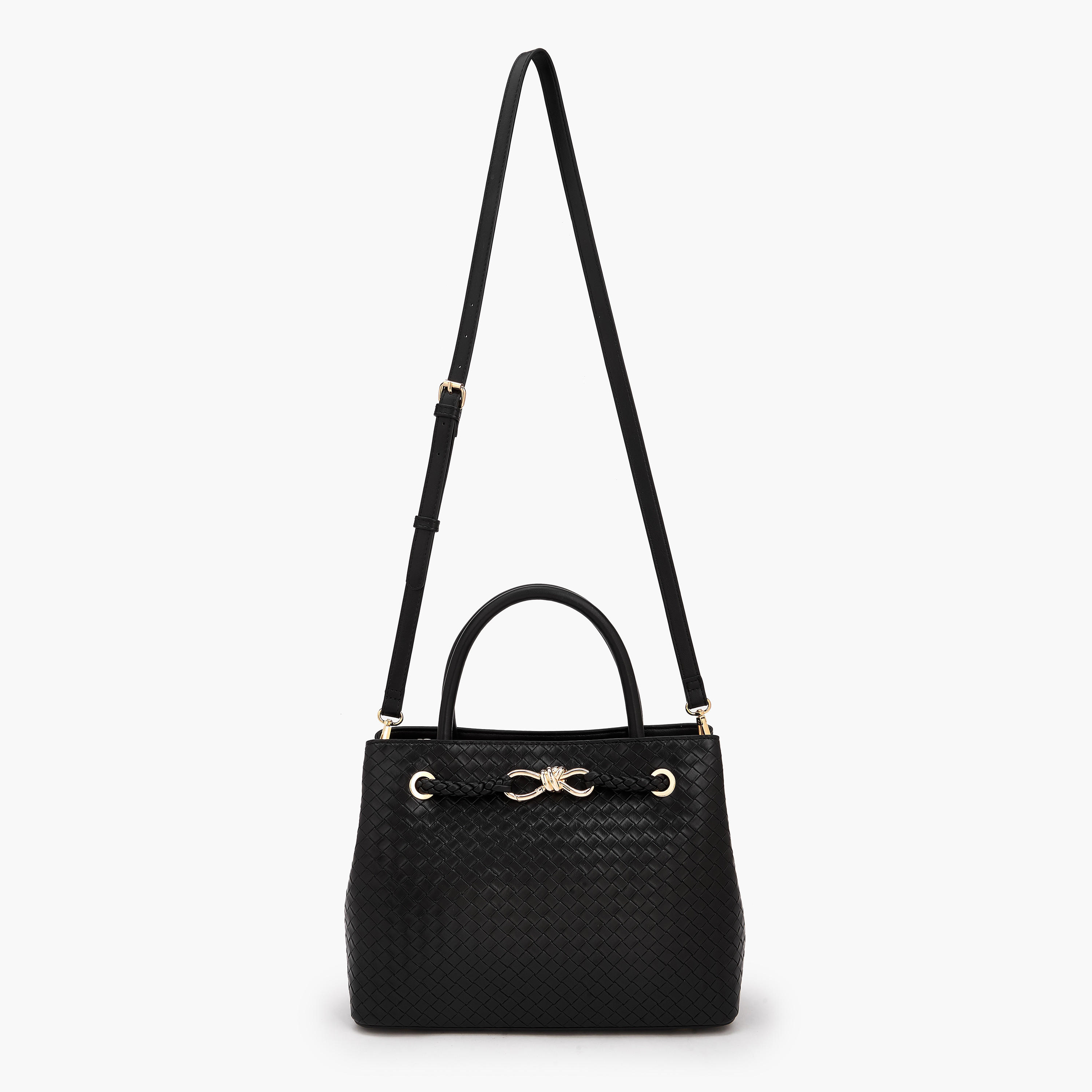 Le Confort Textured Satchel Bag with Detachable Strap-women-bagsandwallets-handbags-image-2