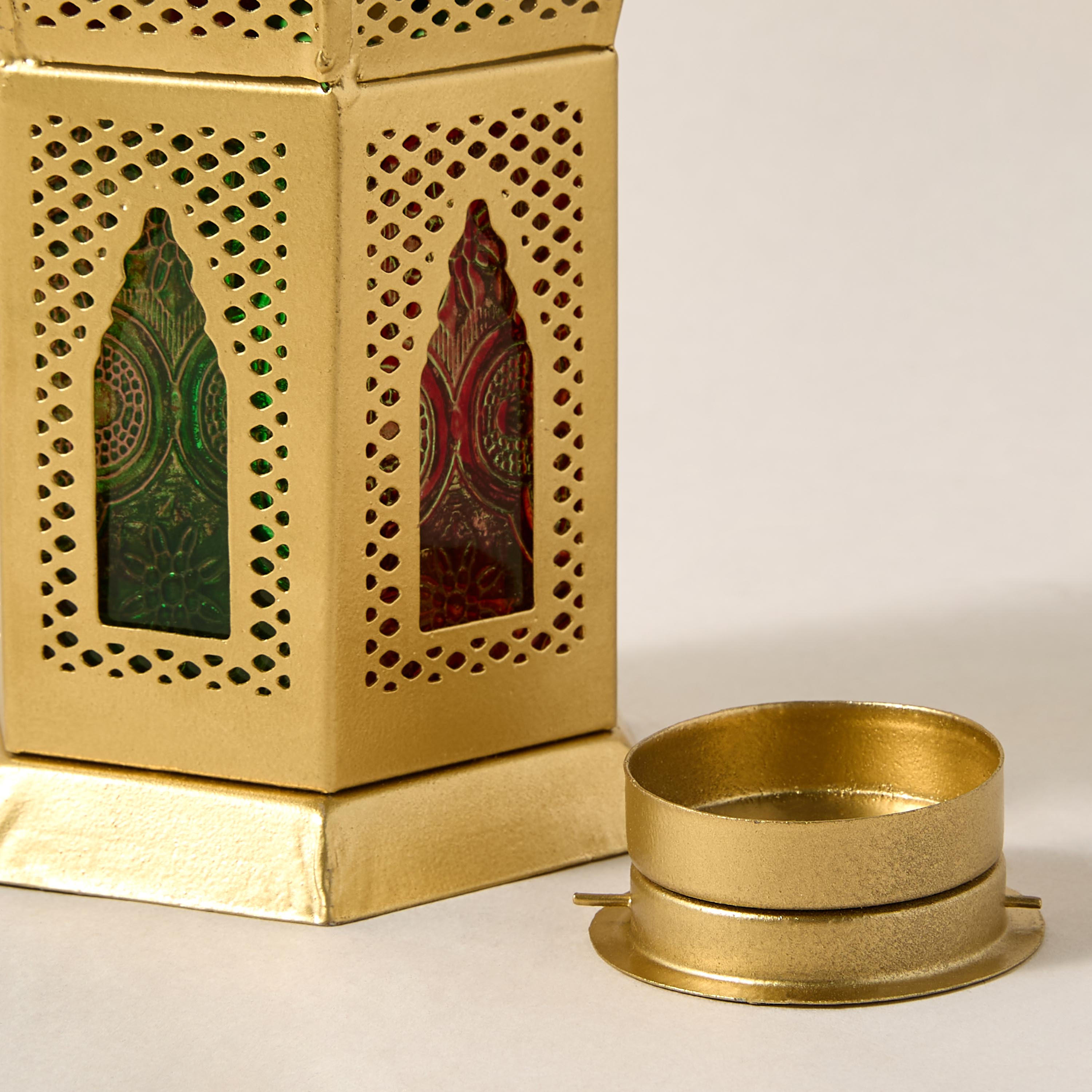 Cutwork Detail Decorative Metal Tealight Lantern - 16 cms-household-decor-candleholdersandlanterns-image-3