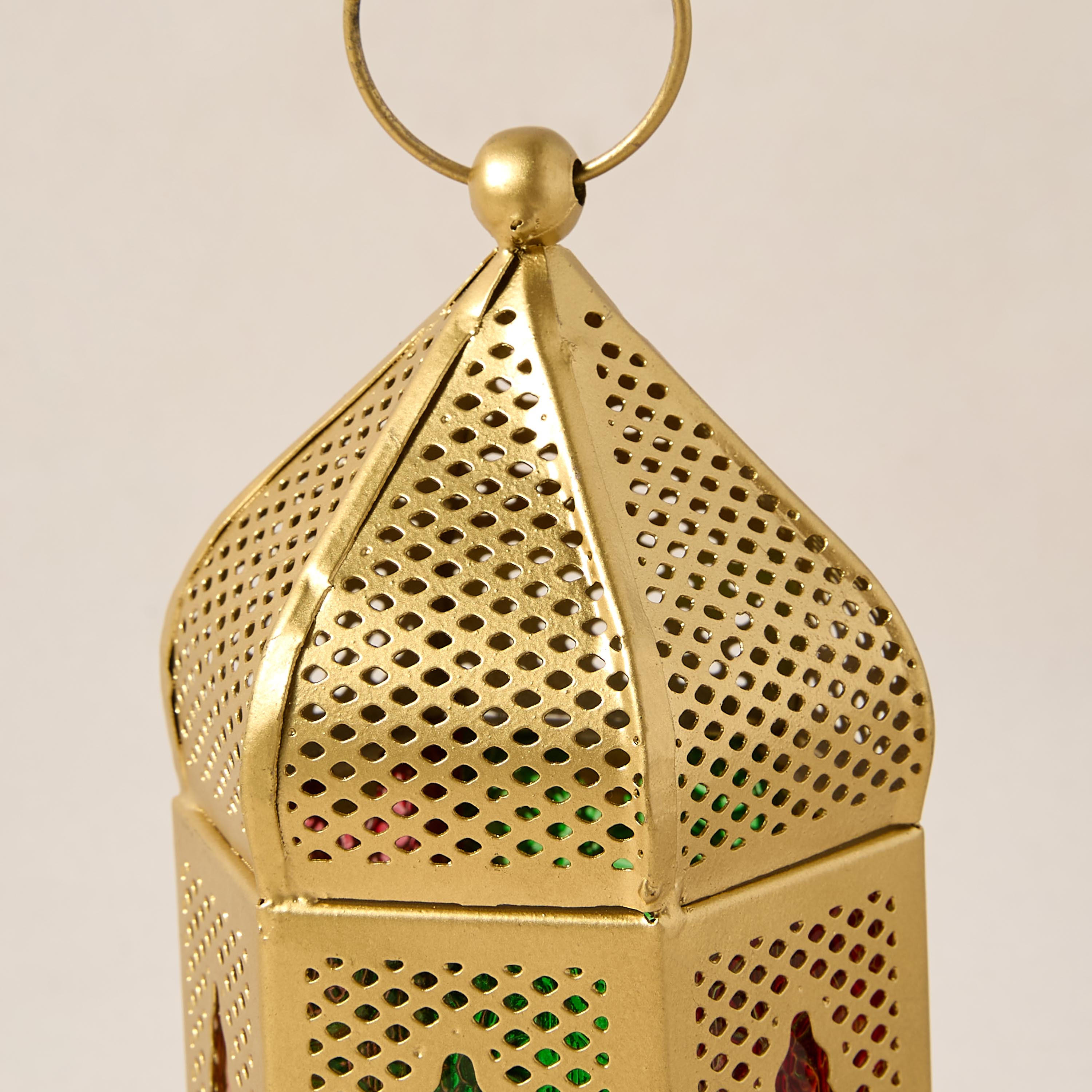 Cutwork Detail Decorative Metal Tealight Lantern - 16 cms-household-decor-candleholdersandlanterns-image-4